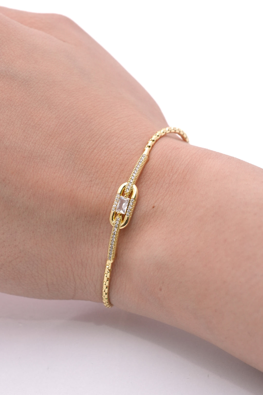 Kristal Kilit 14K Altın Kaplama Luxe Bileklik
