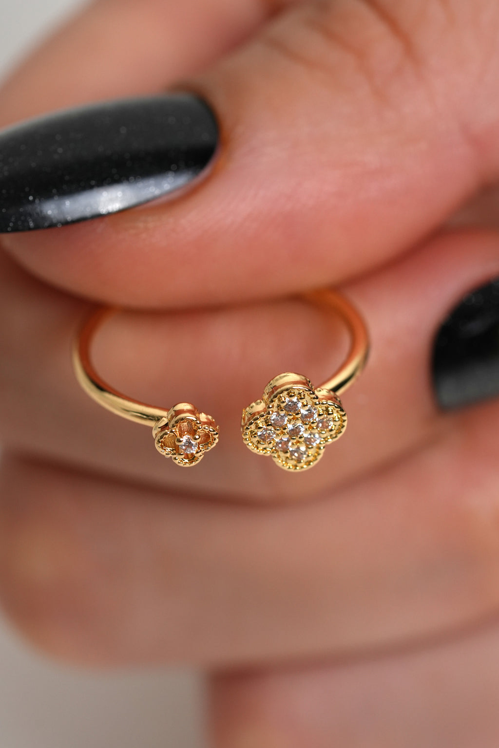 İkili Şans 14K Altın Kaplama Vintage Yüzük