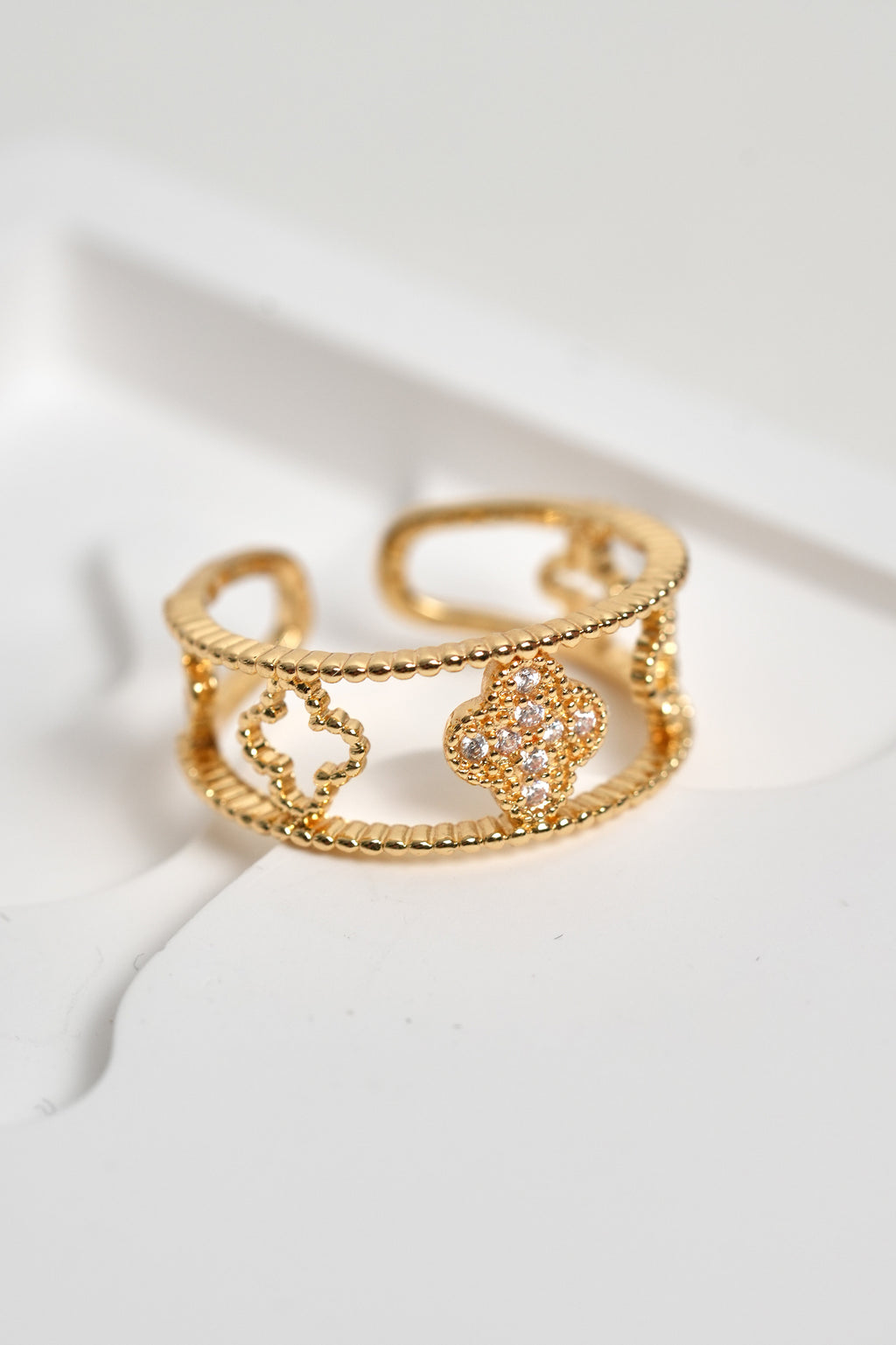 Kader Çarkı 14K Altın Kaplama Vintage Yüzük