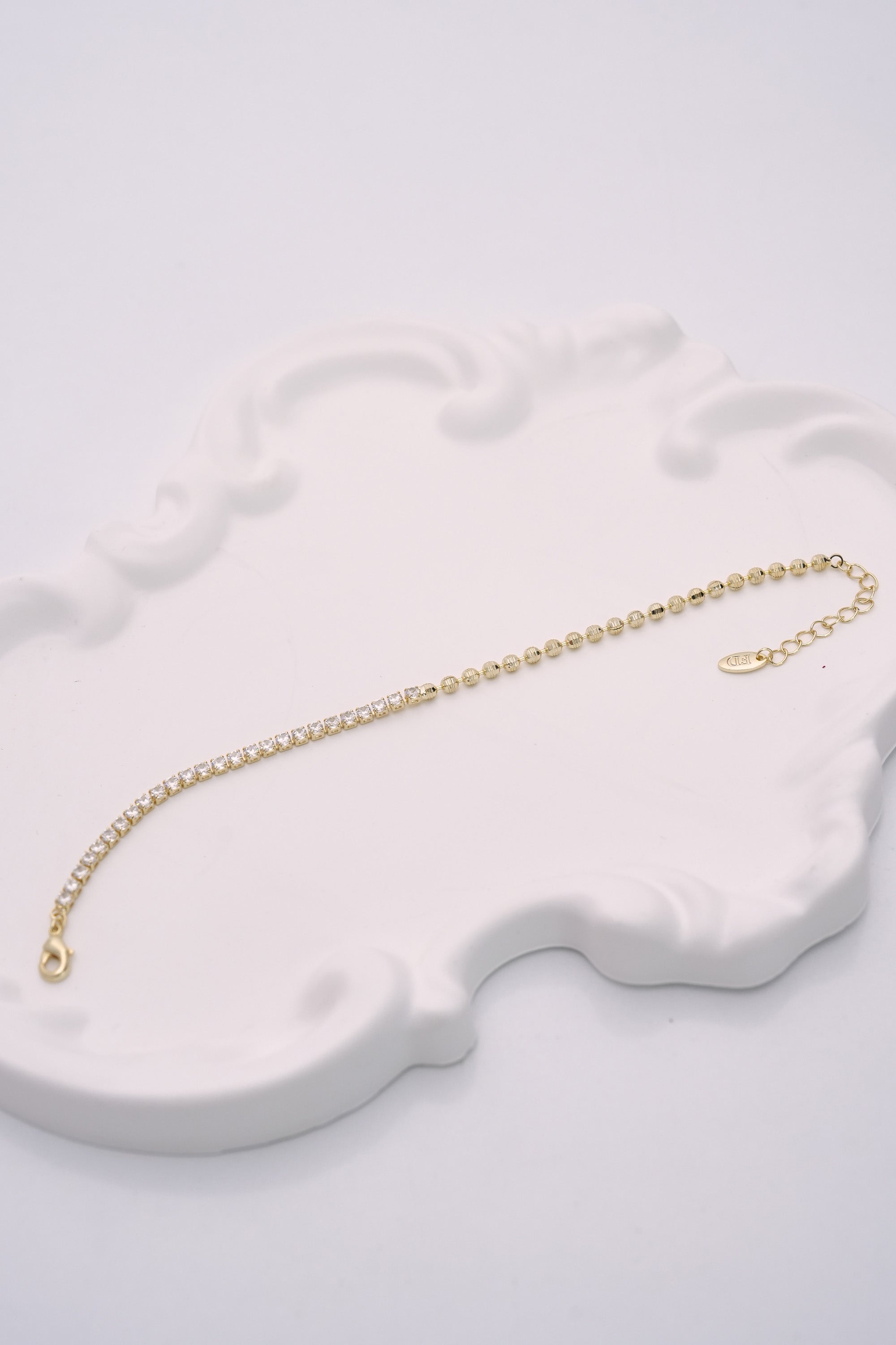 Kristal Geçiş 14K Altın Kaplama Luxe Bileklik