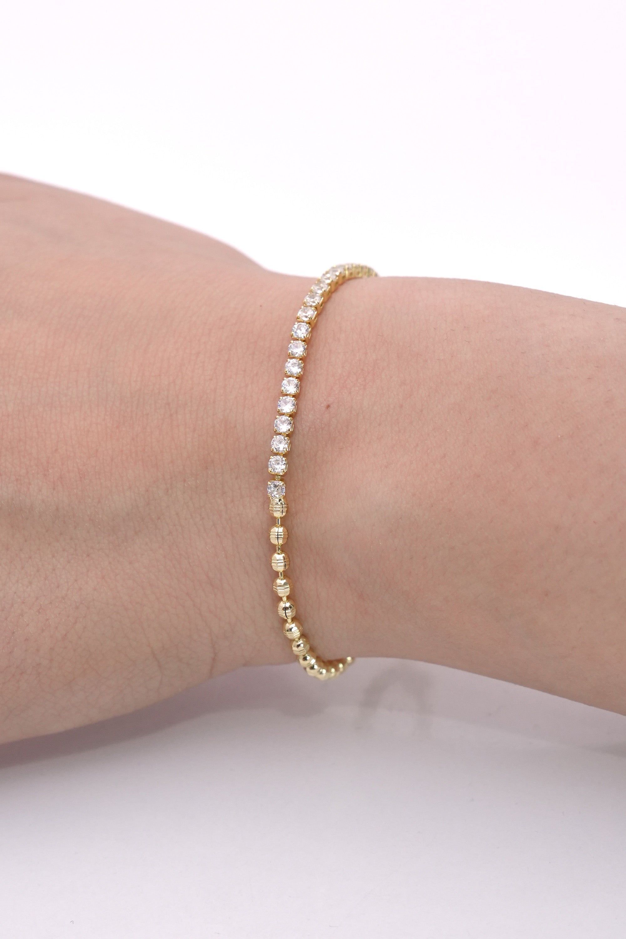 Kristal Geçiş 14K Altın Kaplama Luxe Bileklik