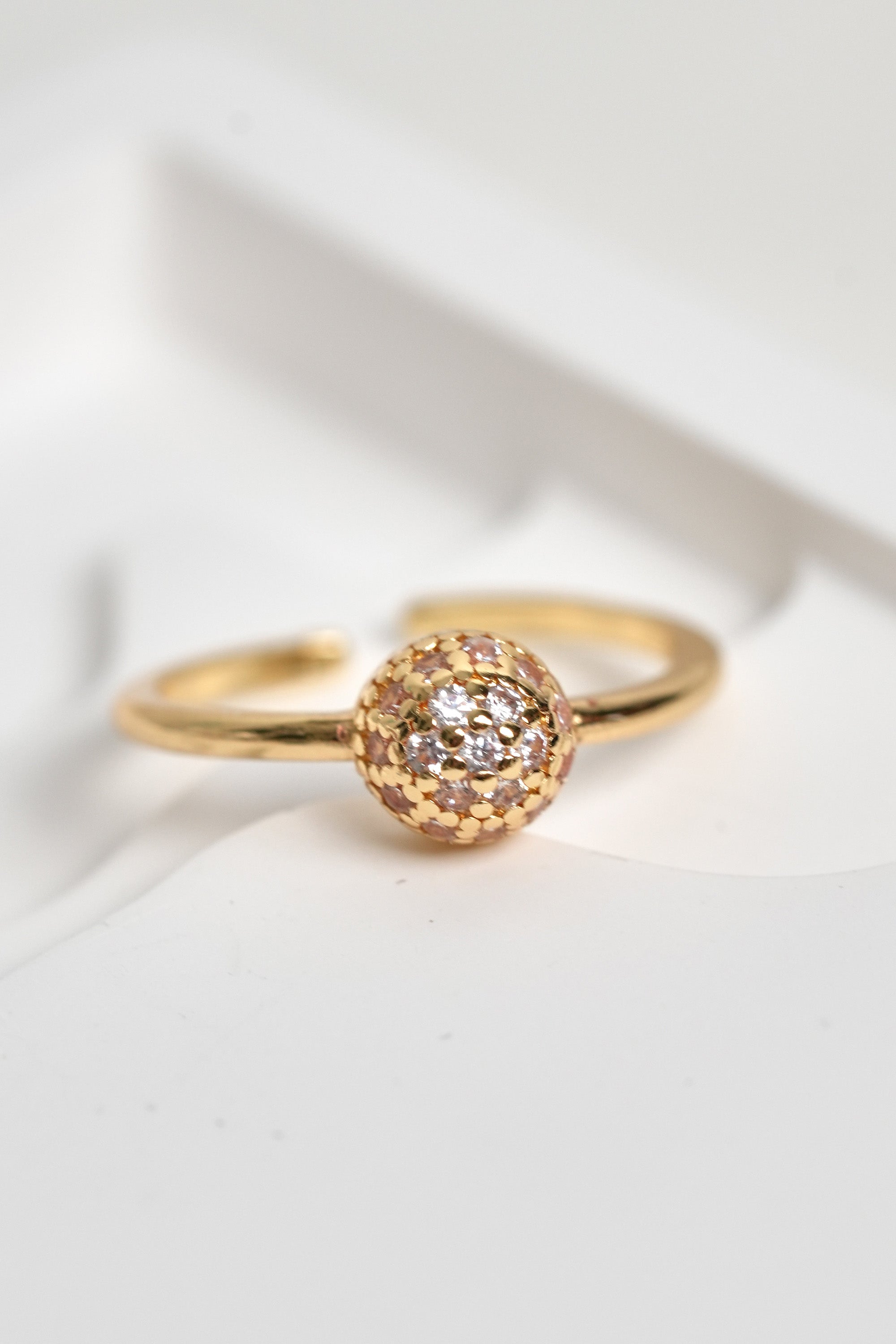 Altın Küre 14K Altın Kaplama Vintage Yüzük