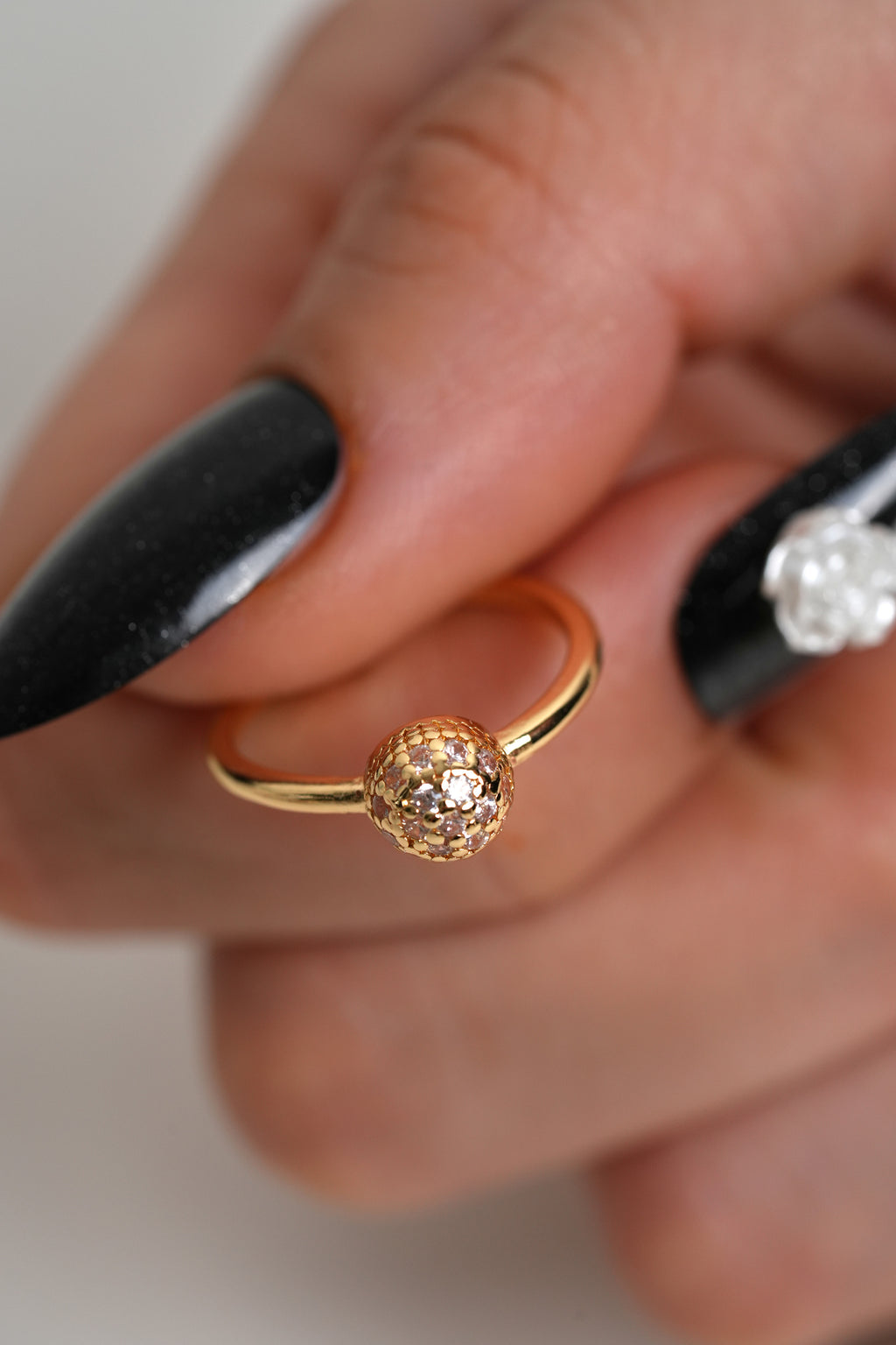 Altın Küre 14K Altın Kaplama Vintage Yüzük