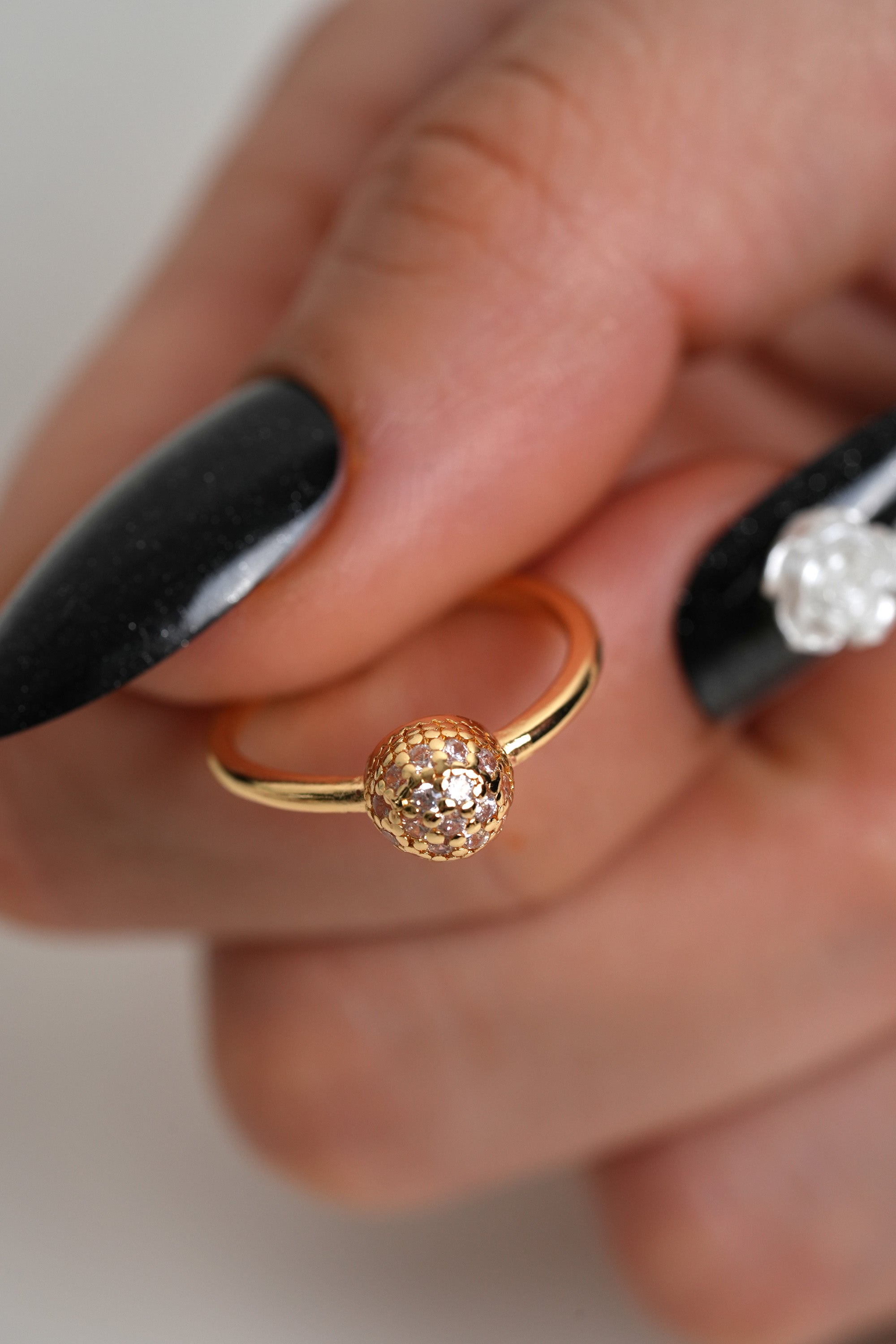 Altın Küre 14K Altın Kaplama Vintage Yüzük