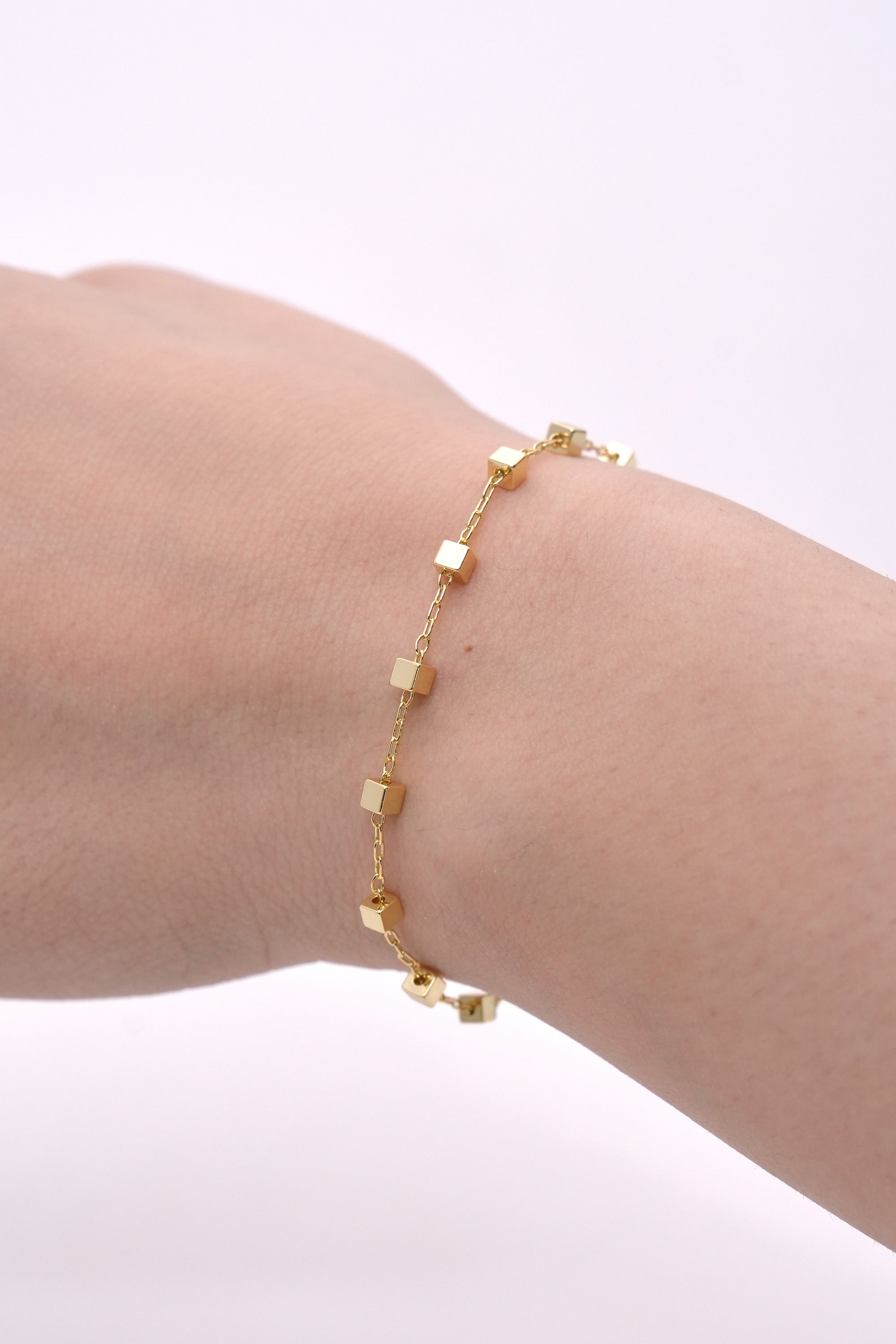 Kare Ritmi 14K Altın Kaplama Luxe Bileklik