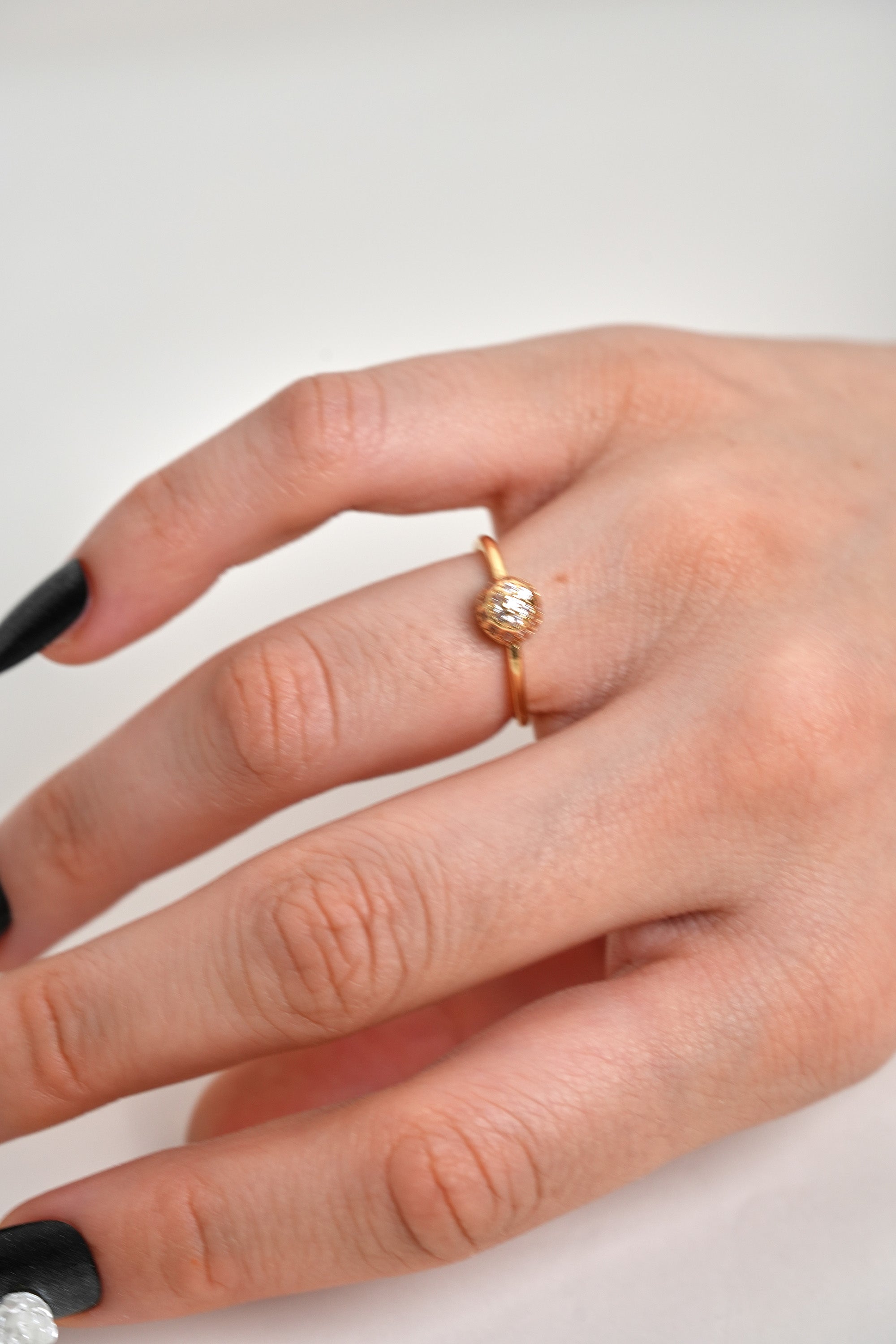 Altın Küre 14K Altın Kaplama Vintage Yüzük