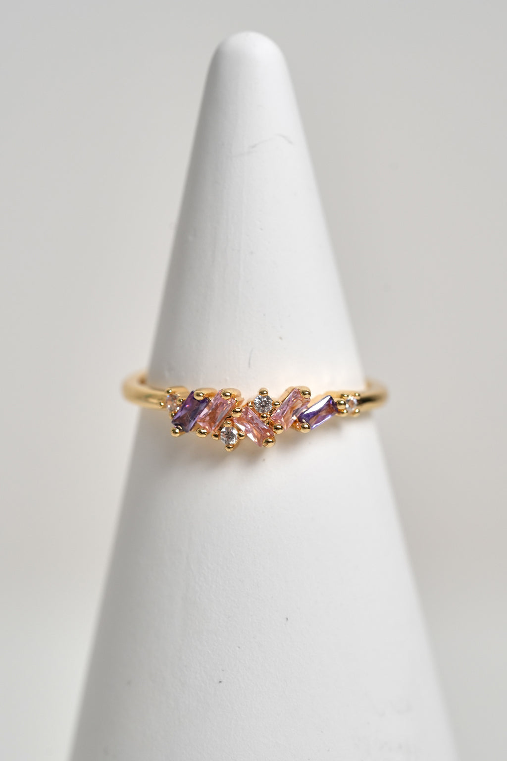 Ametist Ritmi 14K Altın Kaplama Vintage Yüzük