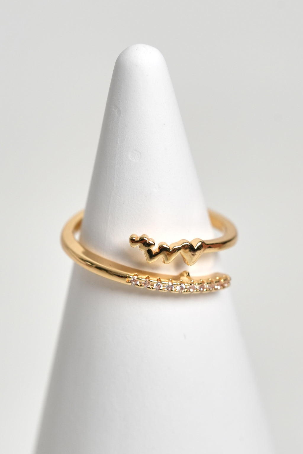 Kalp Ritmi 14K Altın Kaplama Vintage Yüzük