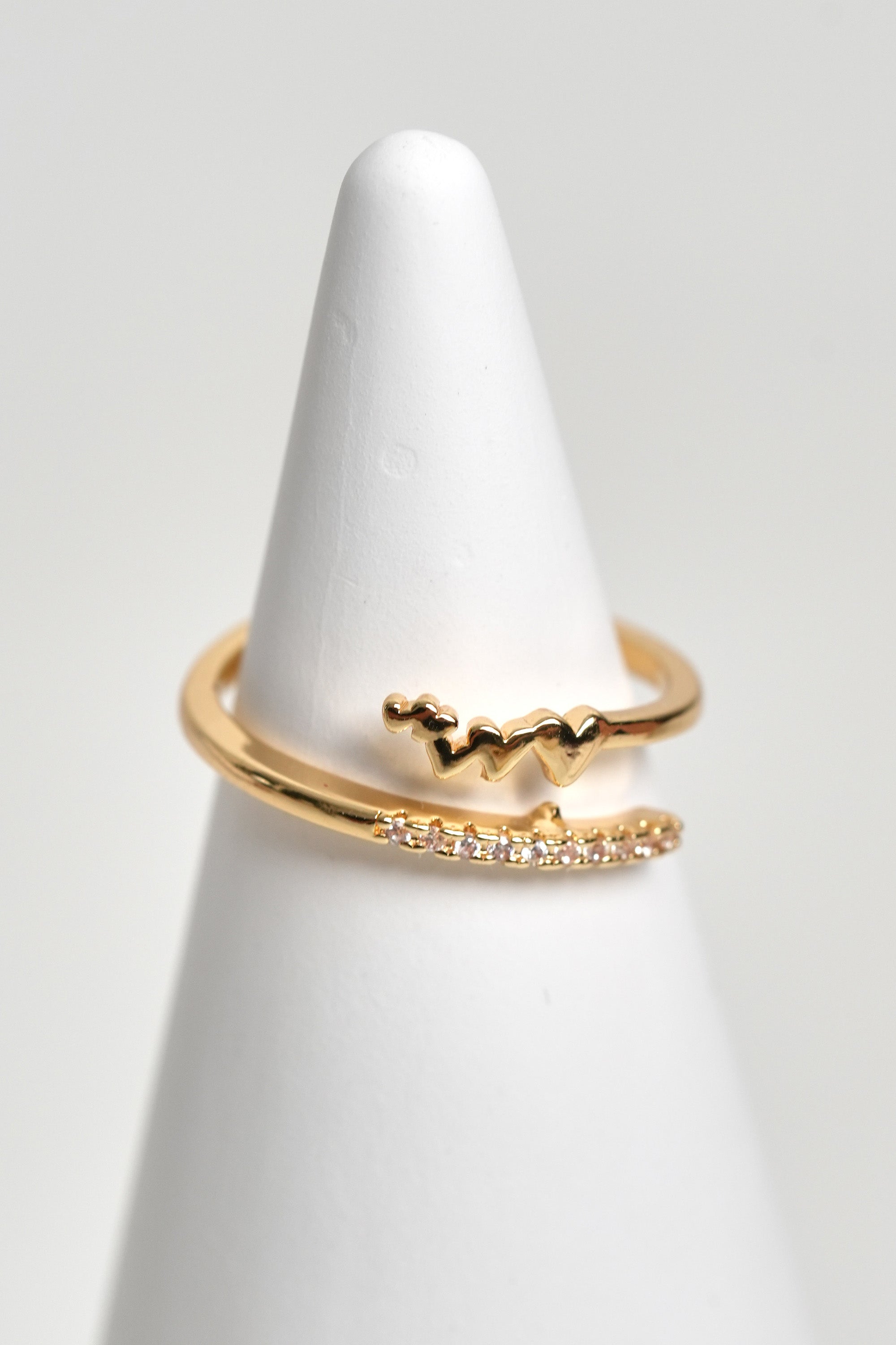 Kalp Ritmi 14K Altın Kaplama Vintage Yüzük