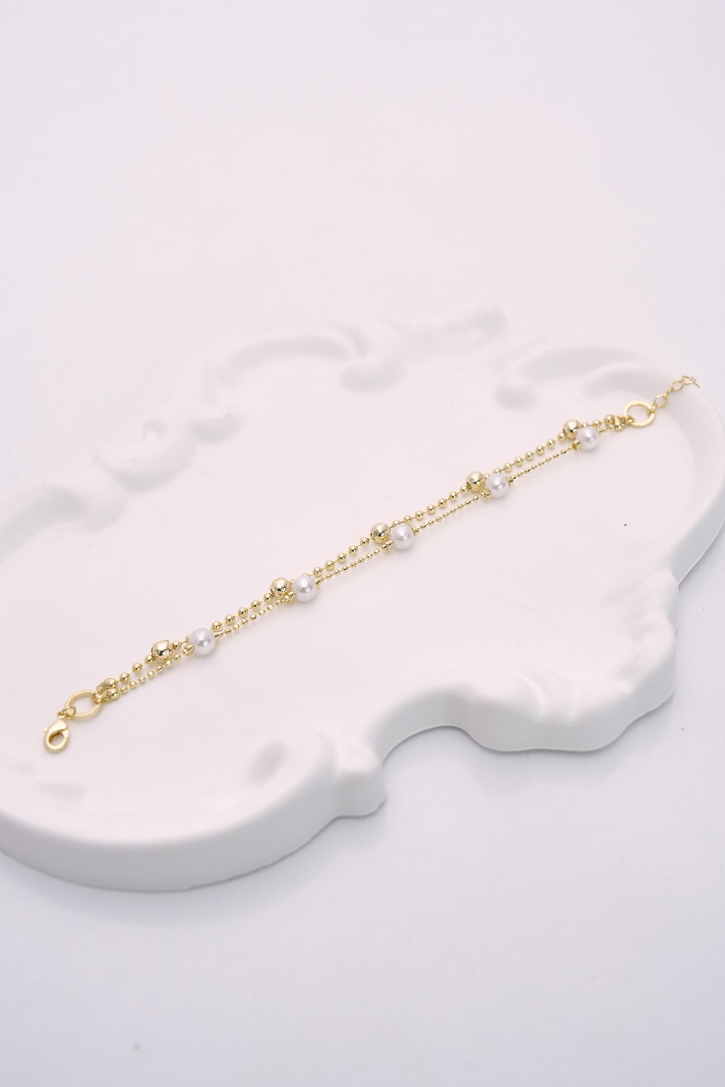 İnci Paraleli 14K Altın Kaplama Luxe Bileklik