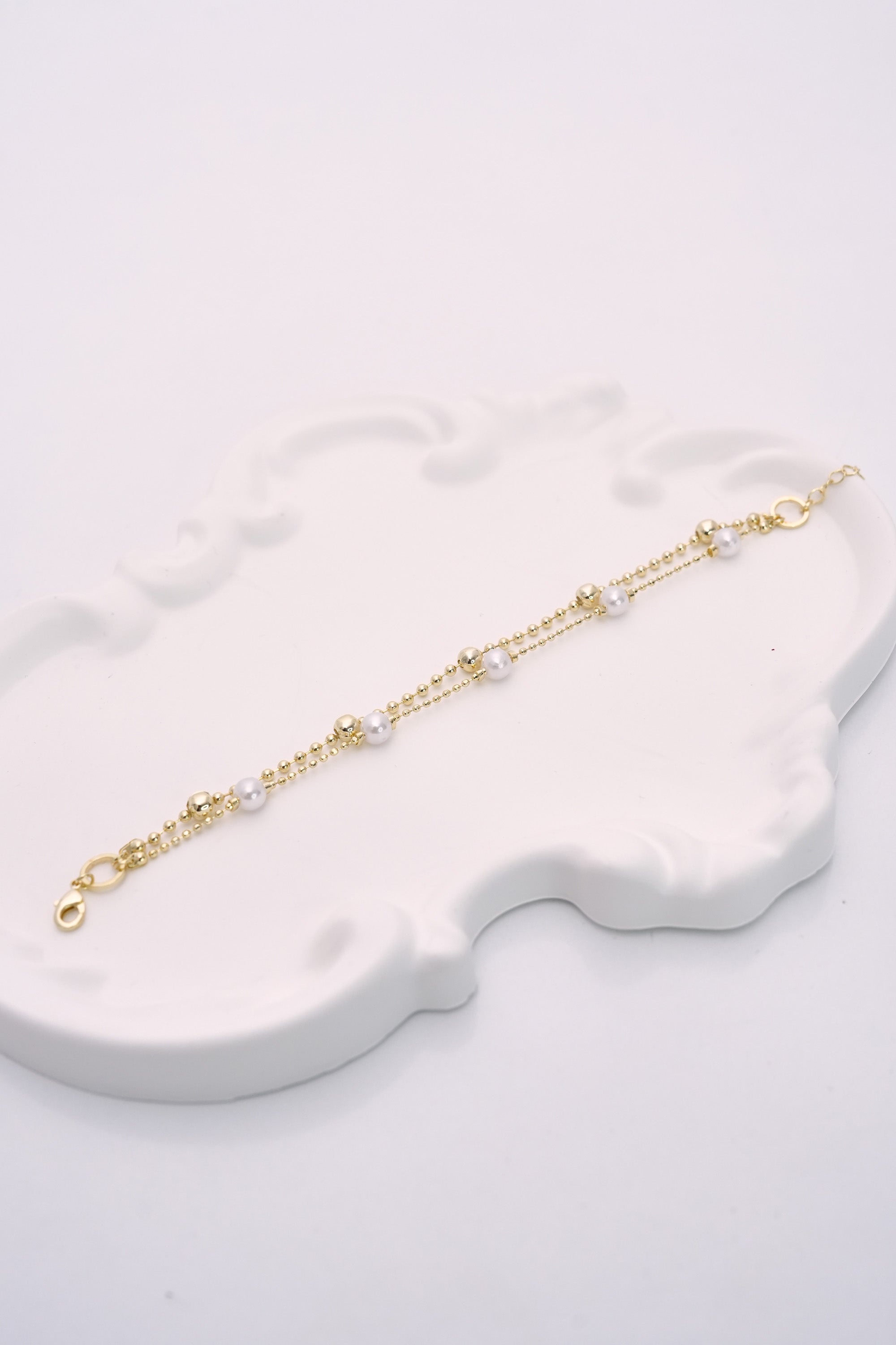 İnci Paraleli 14K Altın Kaplama Luxe Bileklik