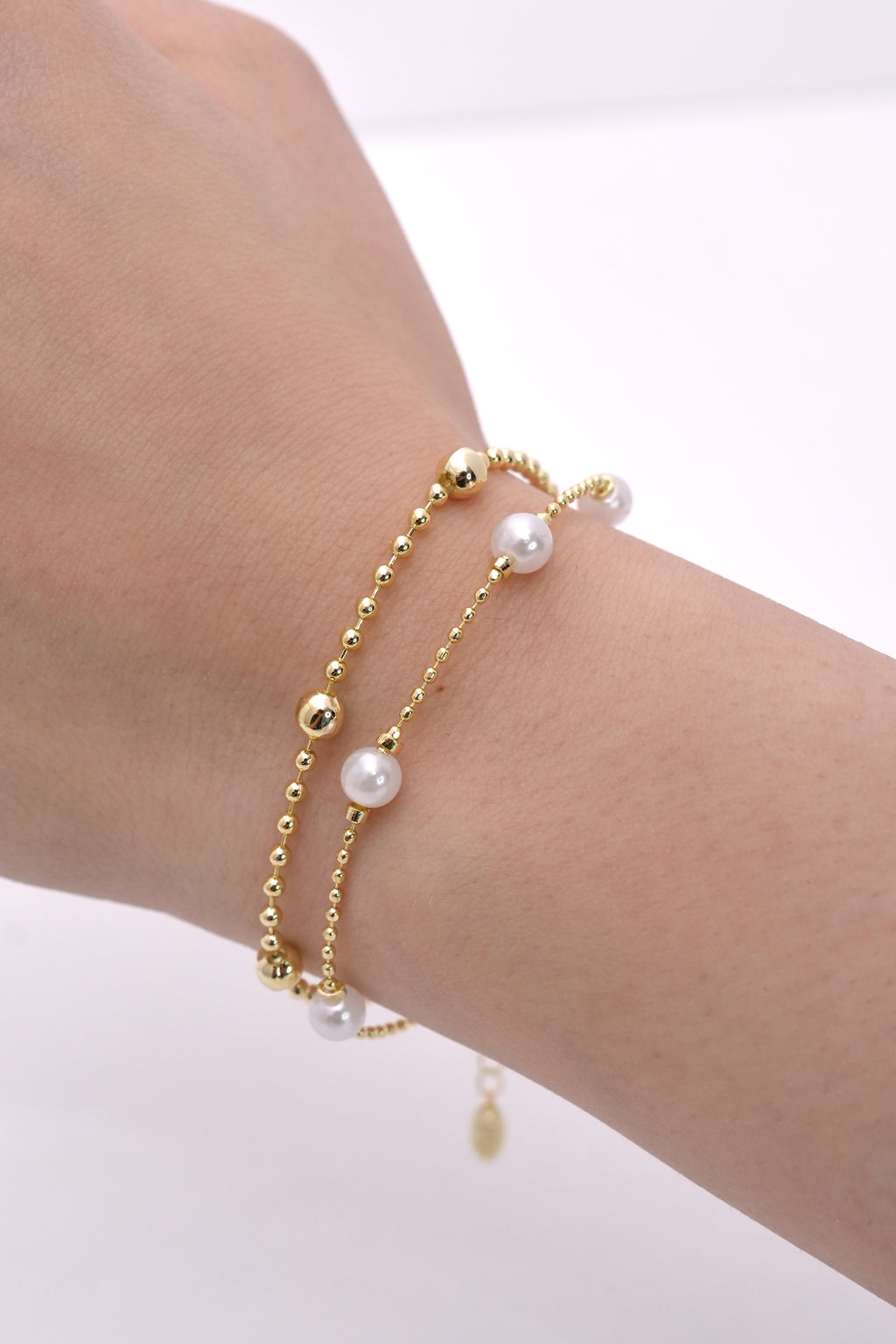 İnci Paraleli 14K Altın Kaplama Luxe Bileklik