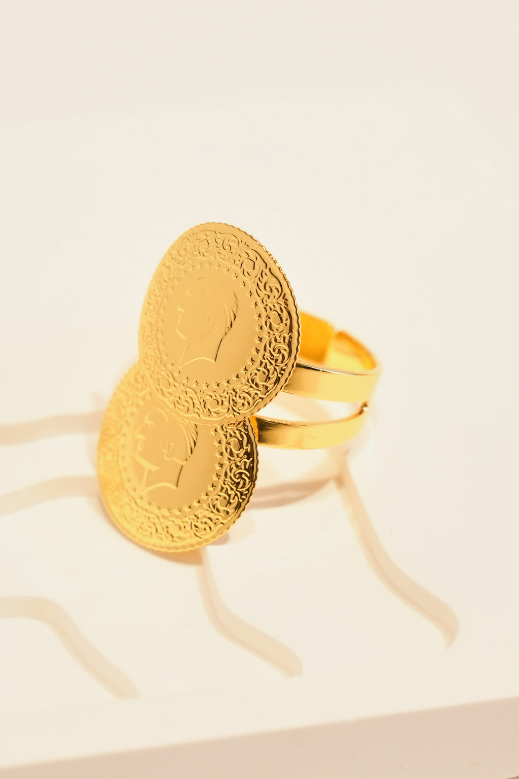 İkili Çeyrek 22K Altın Kaplama Yüzük