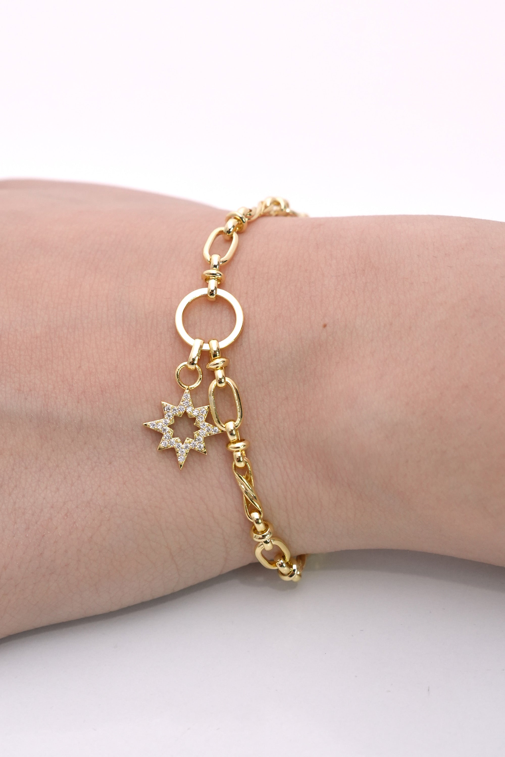 Yıldız Düğümü 14K Altın Kaplama Luxe Bileklik