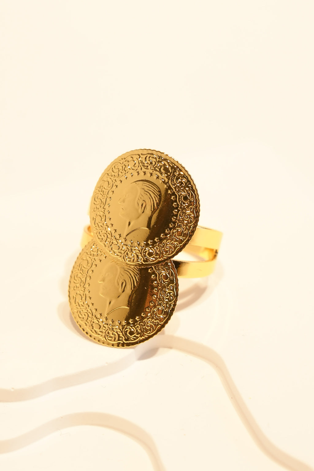 İkili Çeyrek 22K Altın Kaplama Yüzük