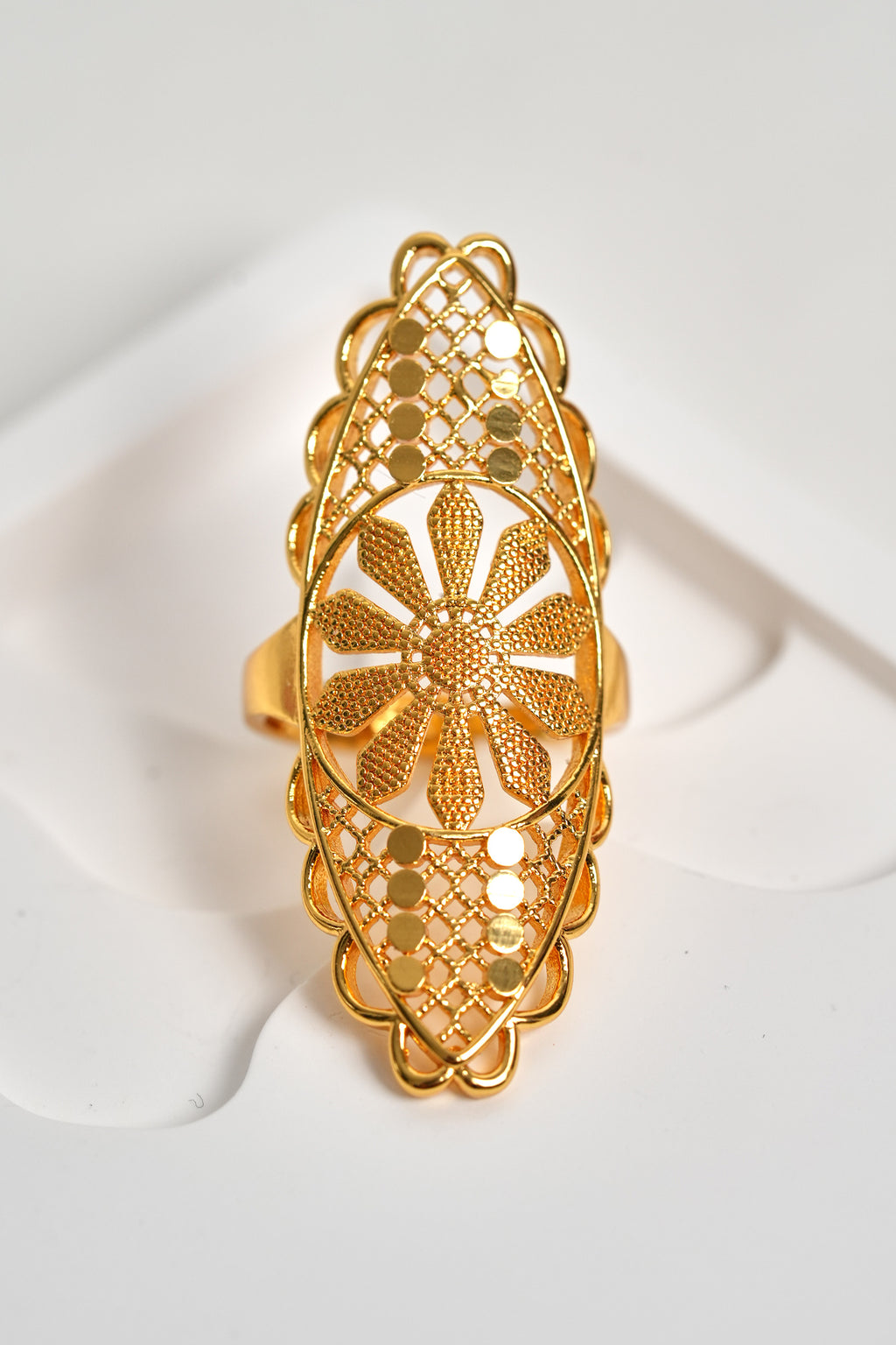 Osmanlı Güneşi 22K Altın Kaplama Yüzük