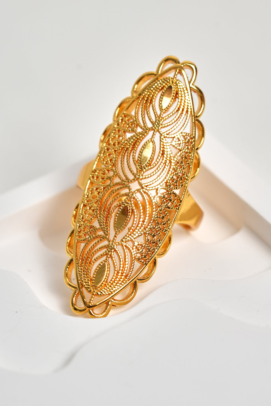 İpek Desen 22K Altın Kaplama Yüzük