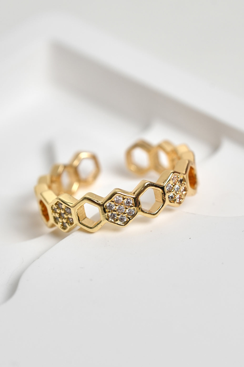 Bal Peteği 14K Altın Kaplama Vintage Yüzük