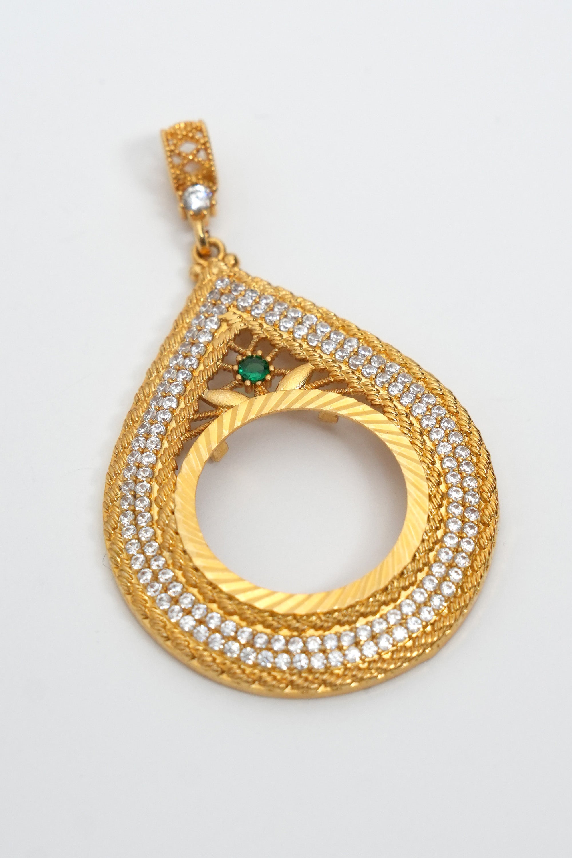 Altın Rozet Damlası 22K Altın Kaplama Kolye Ucu