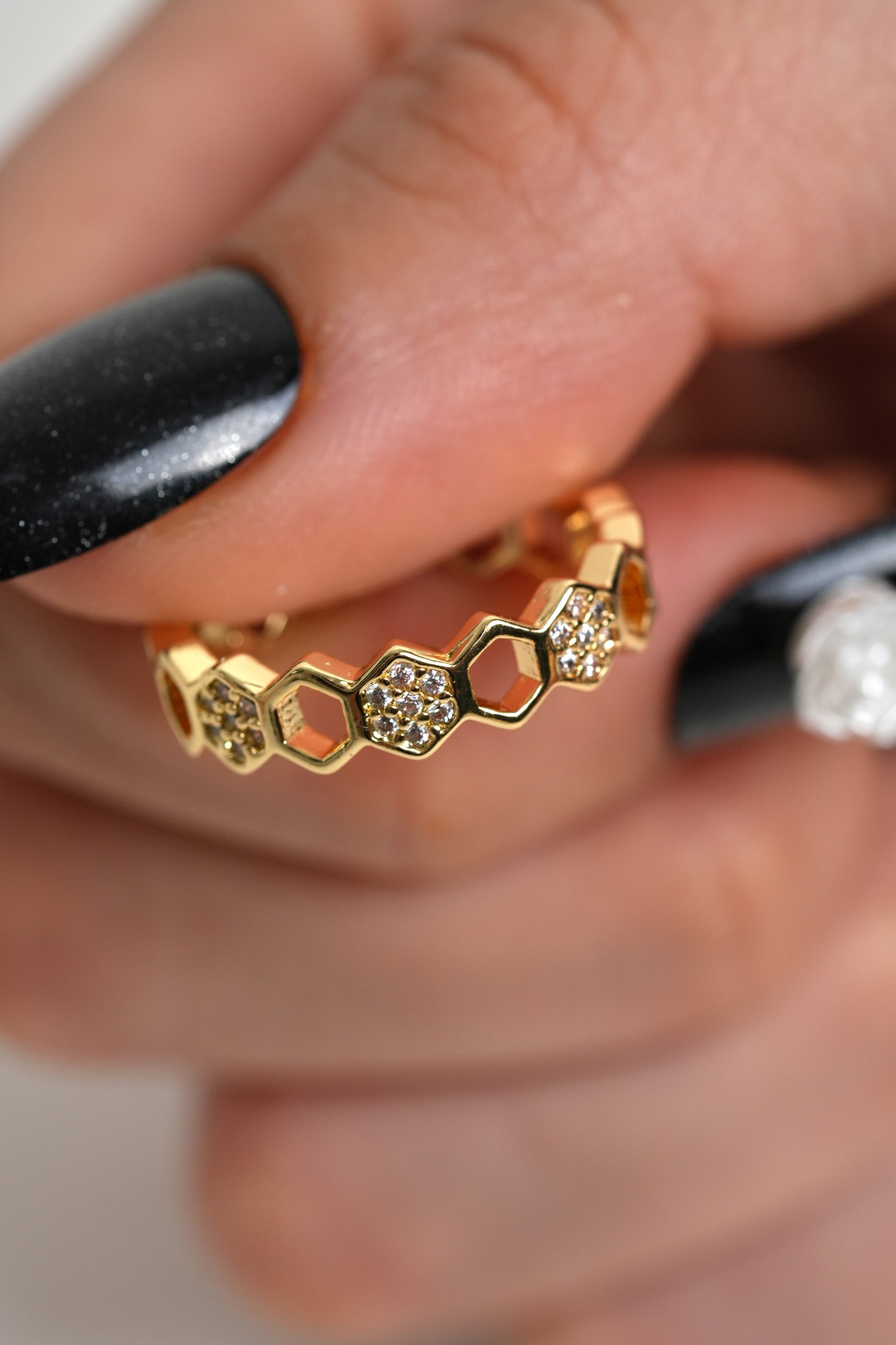 Bal Peteği 14K Altın Kaplama Vintage Yüzük