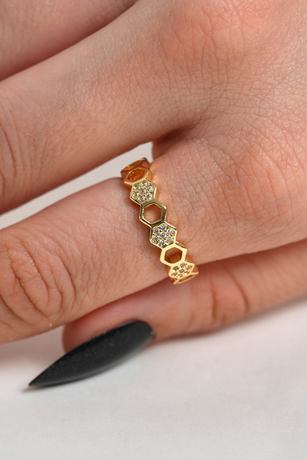 Bal Peteği 14K Altın Kaplama Vintage Yüzük