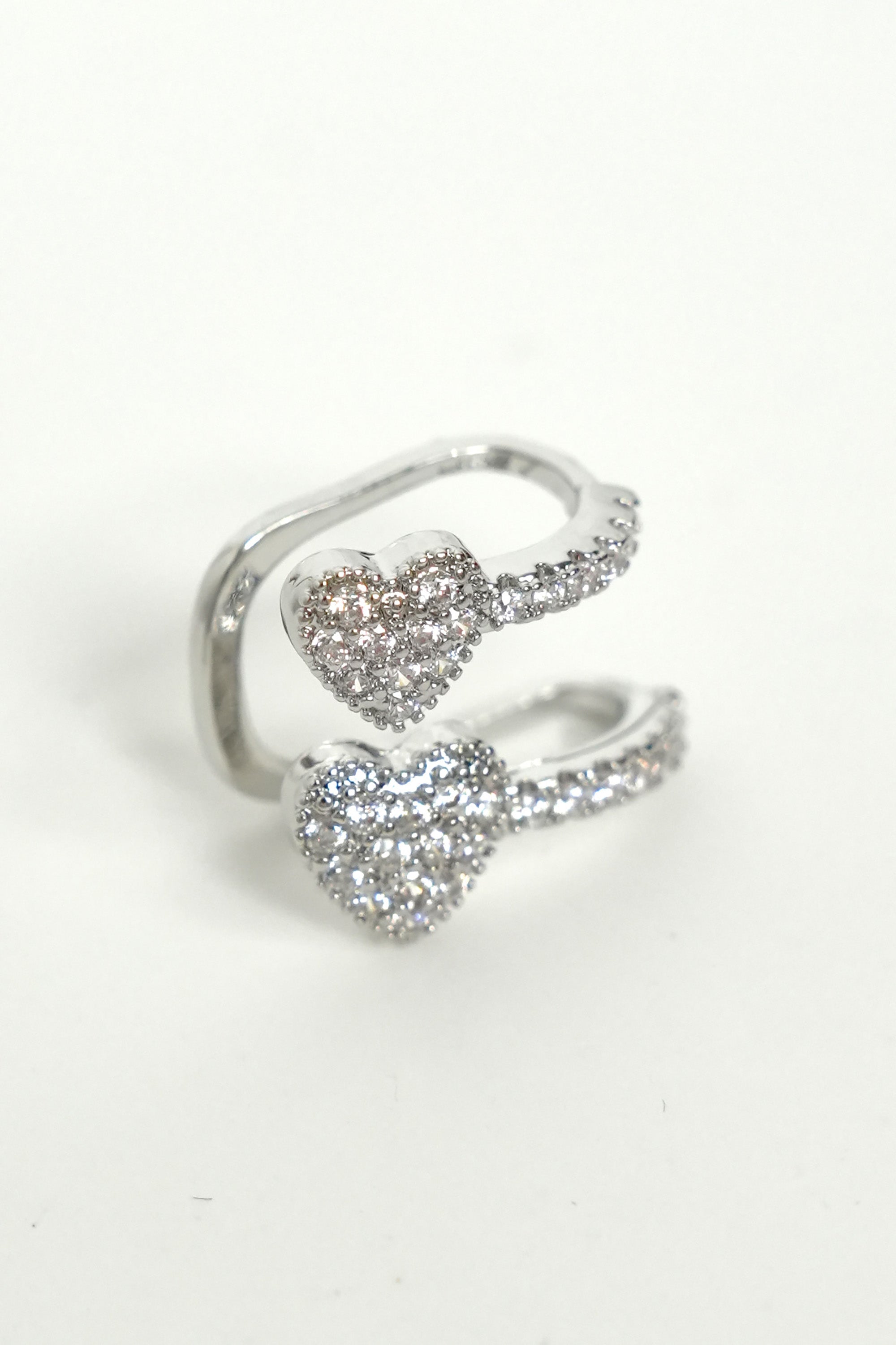 Çift Kalp Işıltısı Ear Cuff Luxe Küpe