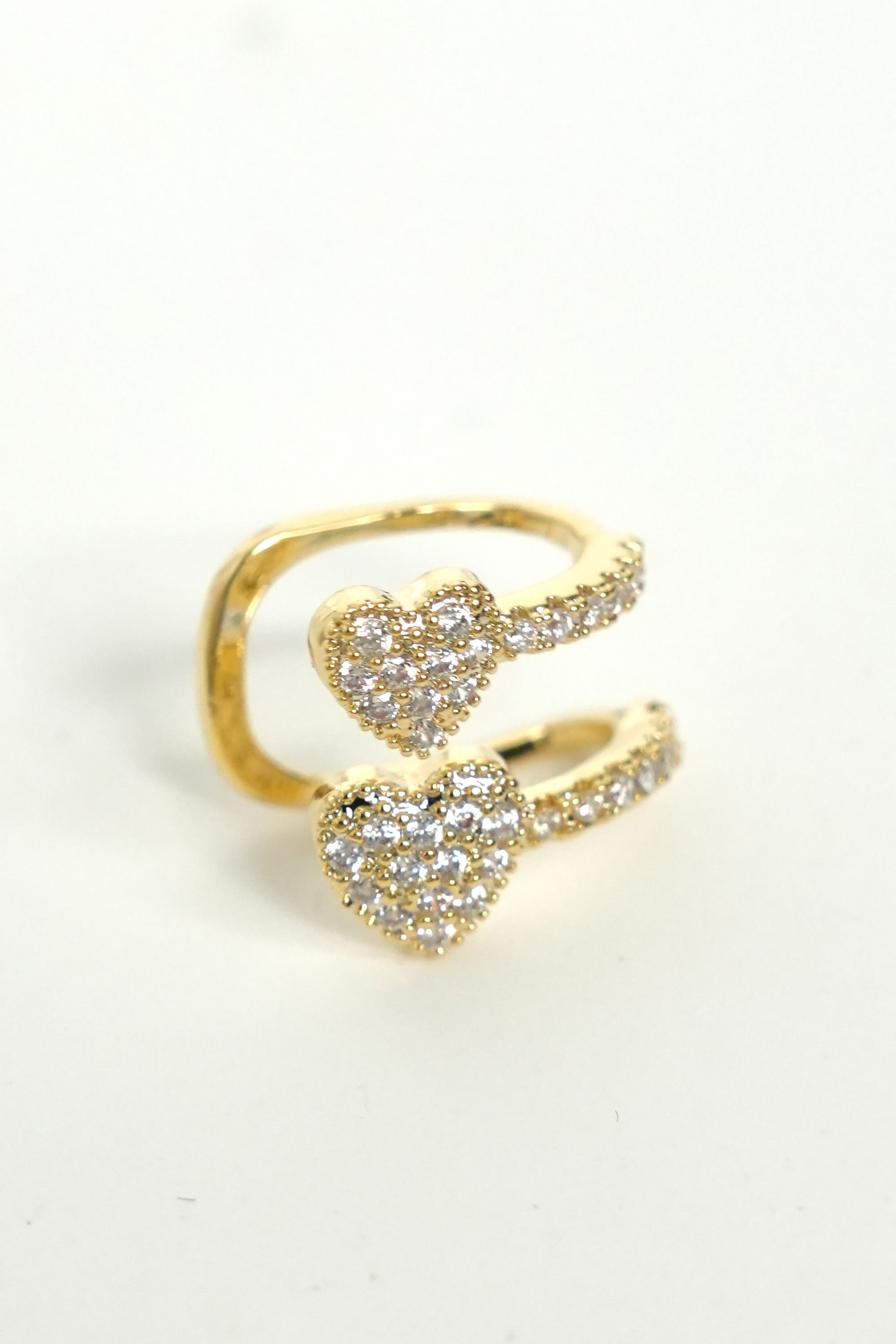 Çift Kalp Işıltısı Ear Cuff Luxe Küpe