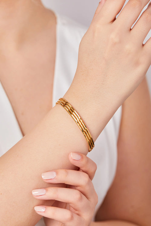 22 K Altın Kaplama 3lü Ajda Bilezik