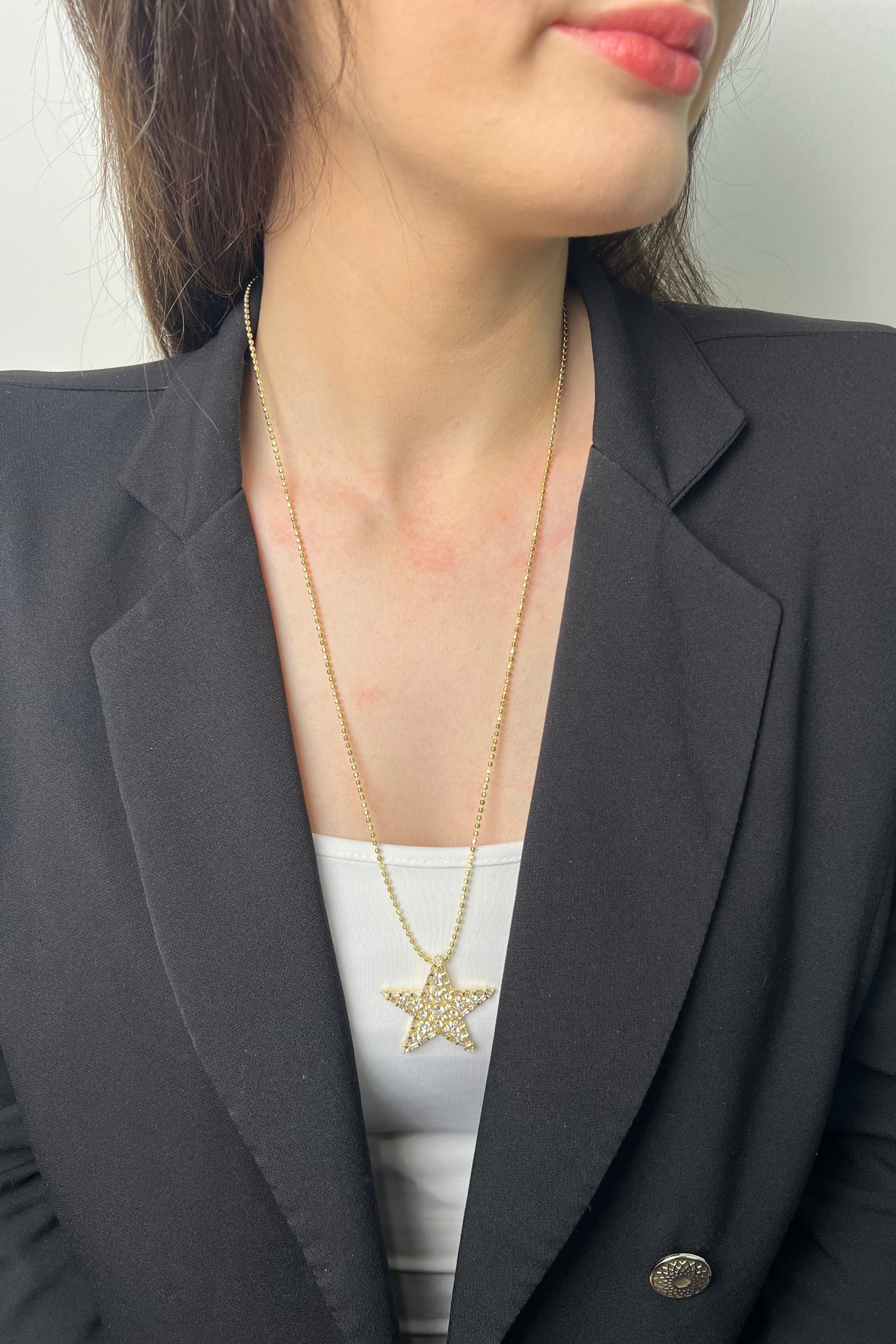 Astral Yıldız 14 K Altın Kaplama Luxe Kolye