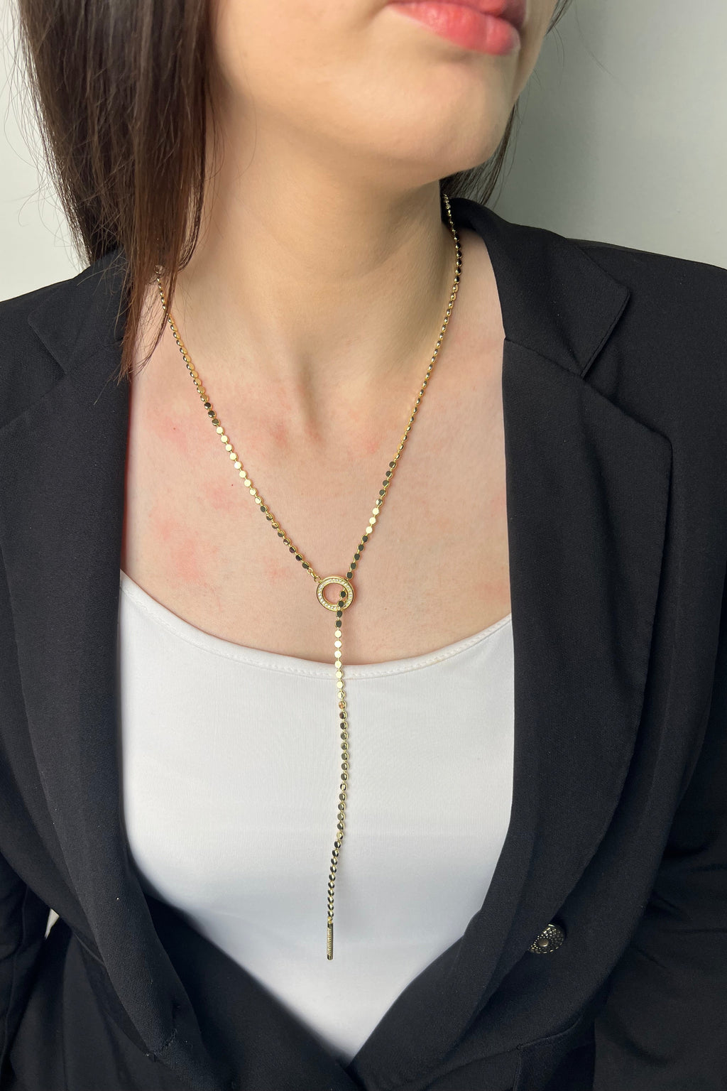 Luna Taşlı Halka 14 K Luxe Y Kolye