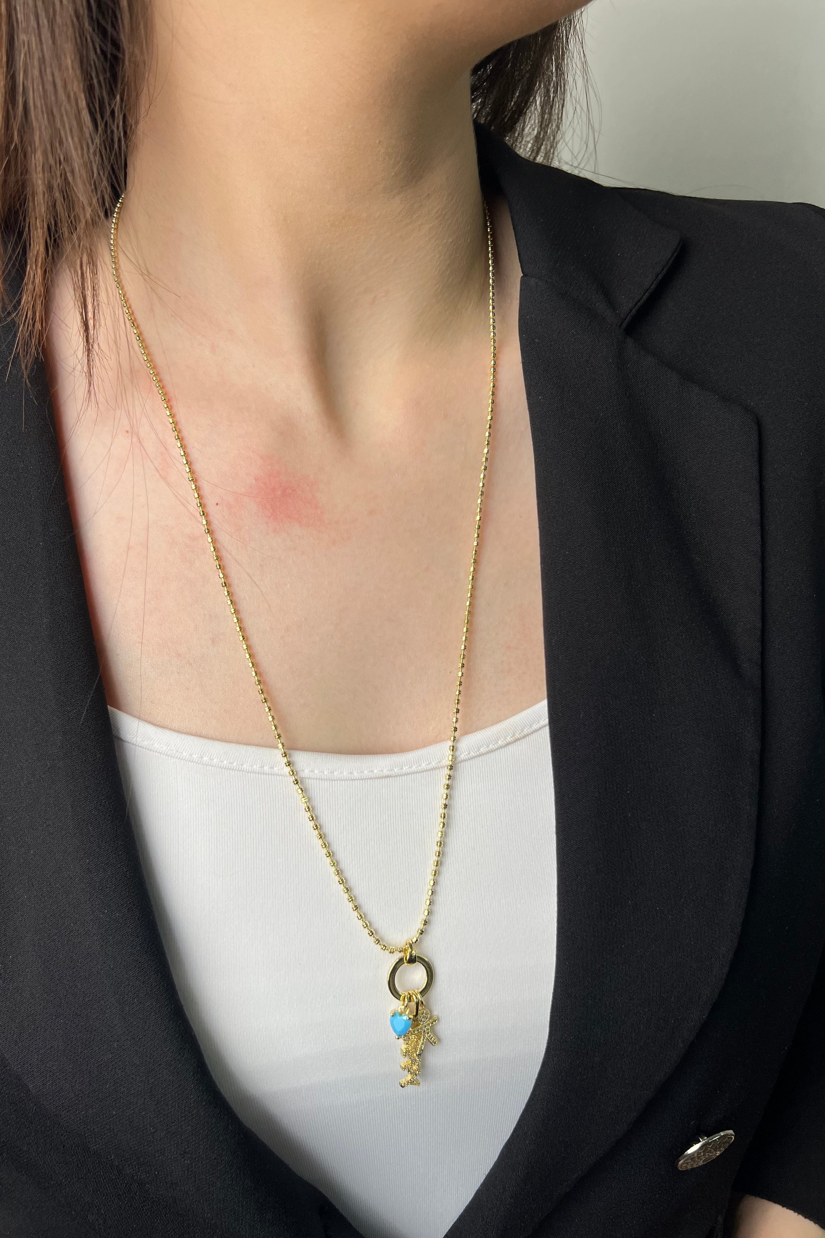 Şans İkonu Turkuaz 14K Luxe Kolye