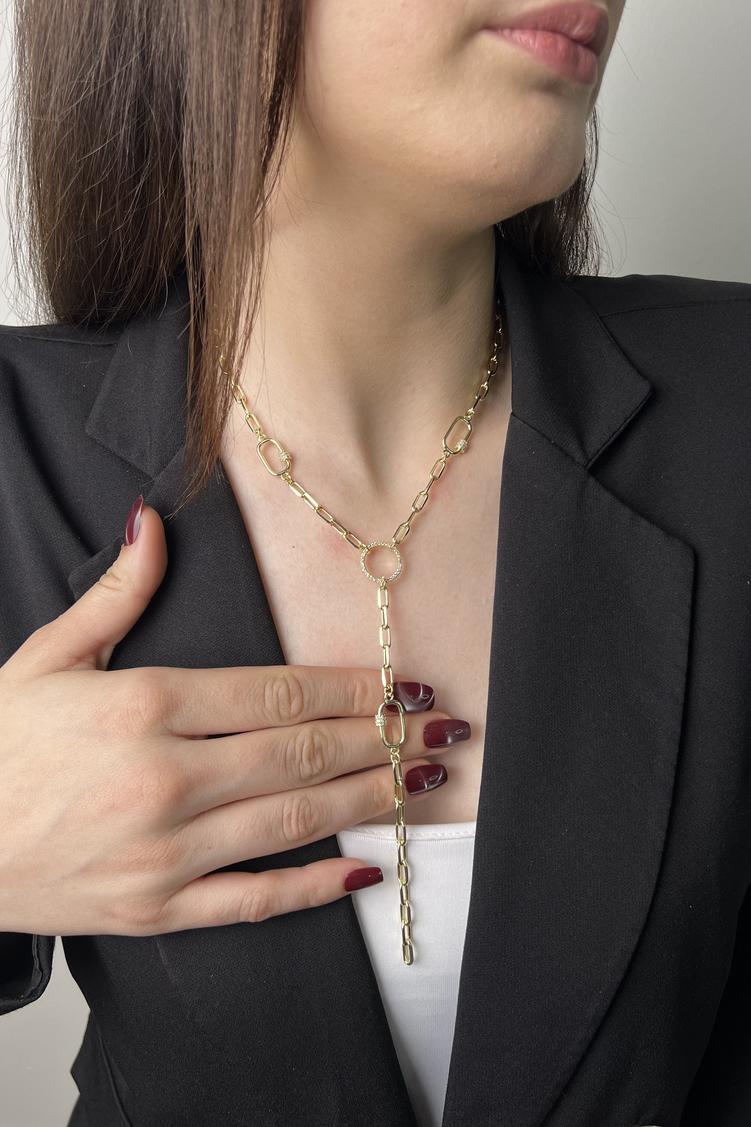 Altın Akış Y 14K Luxe Kolye