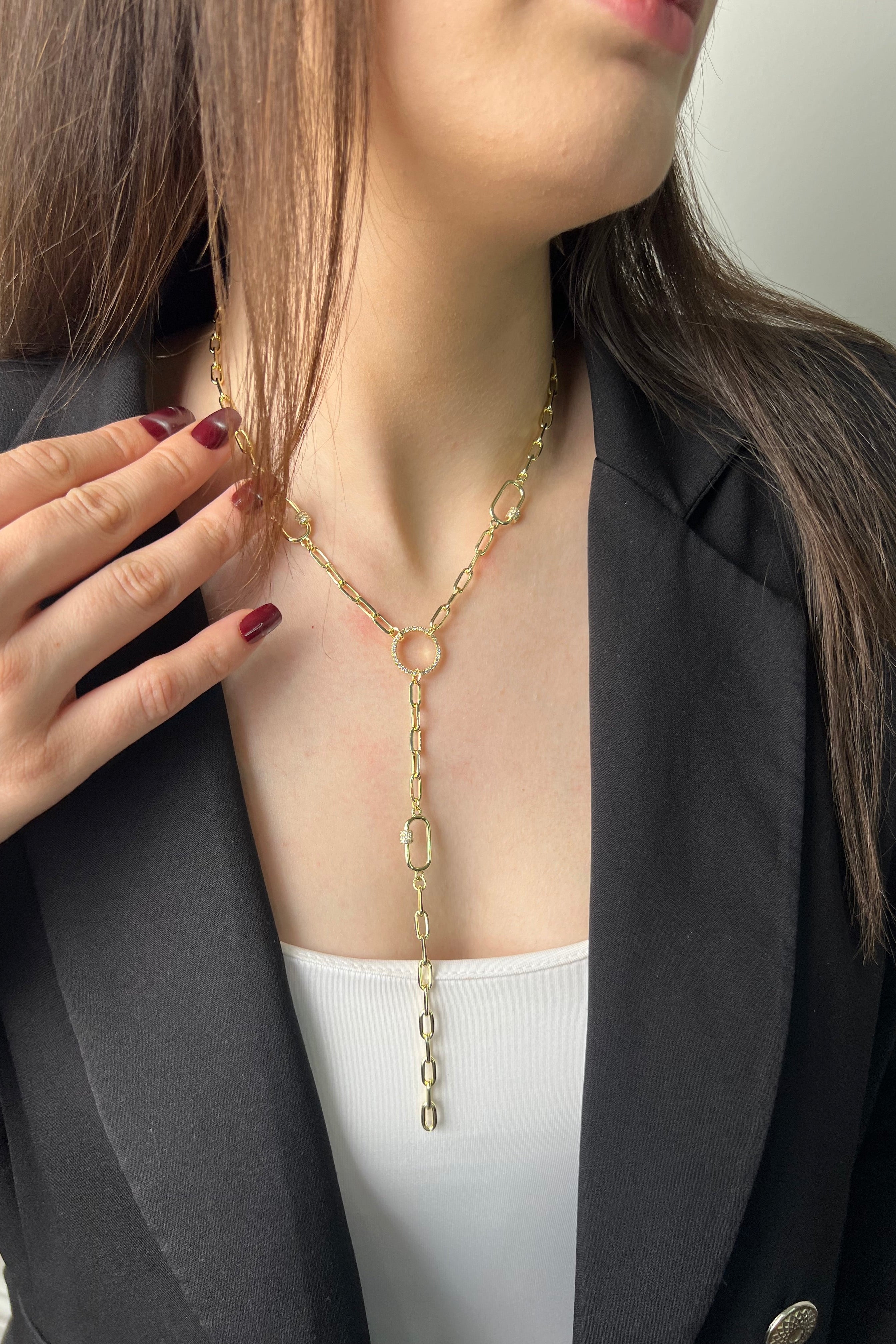 Altın Akış Y 14K Luxe Kolye