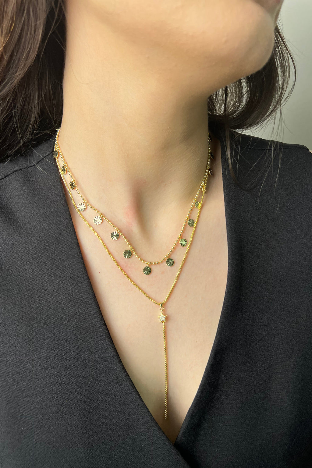 Aura Işıltısı 14K Luxe Y Kolye