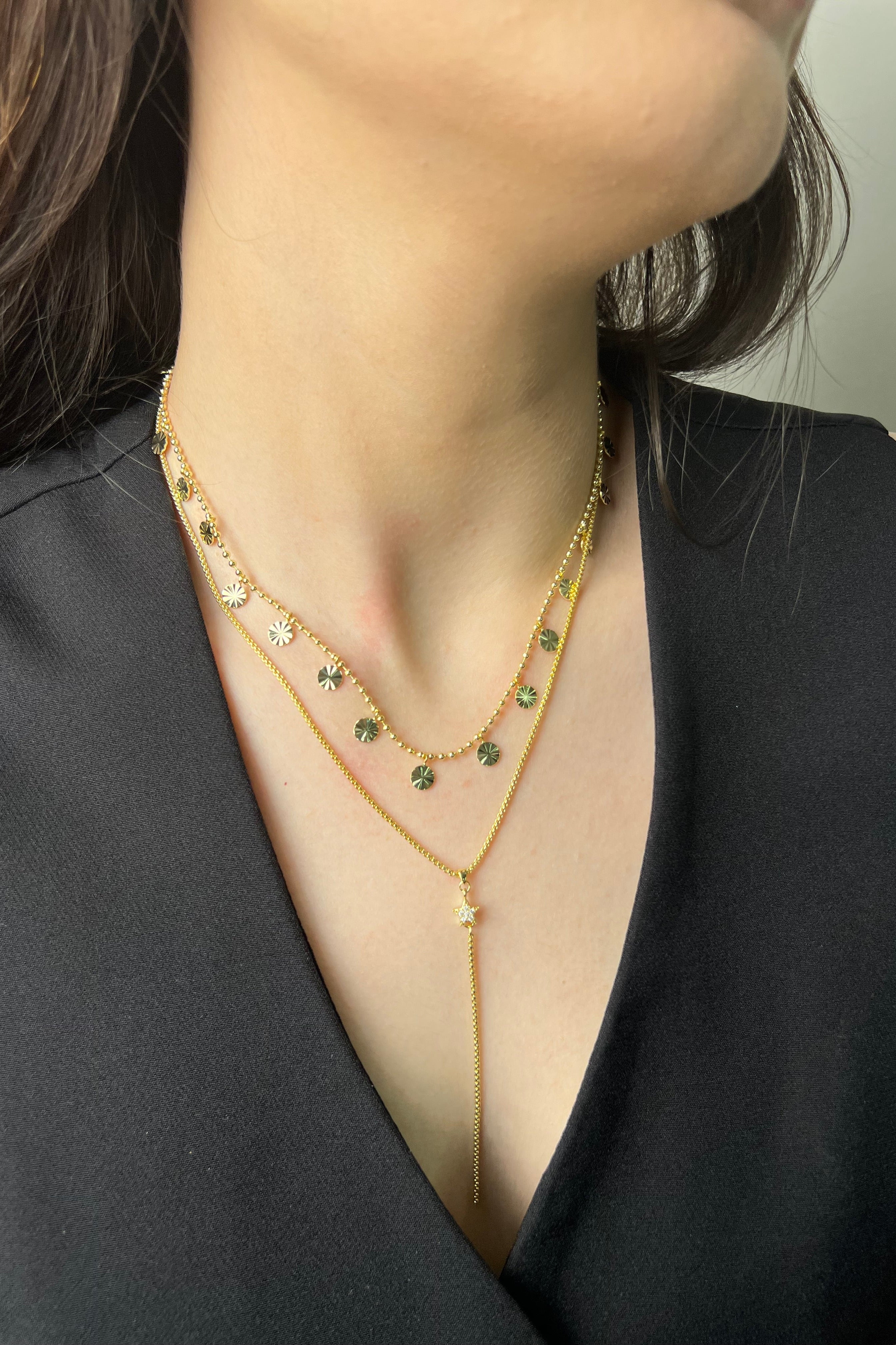 Aura Işıltısı 14K Luxe Y Kolye