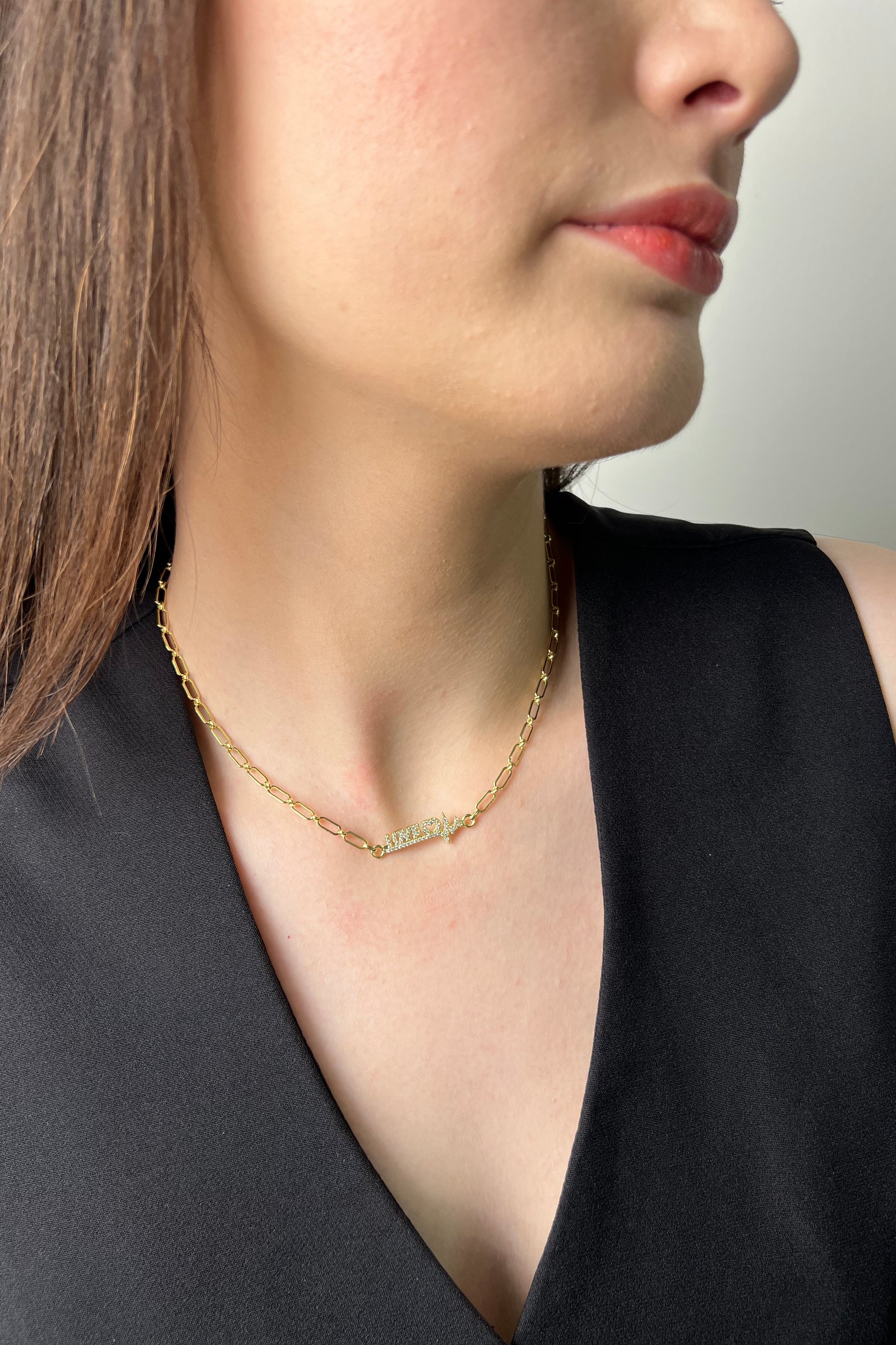 Yazı Barı 14K Luxe Kolye