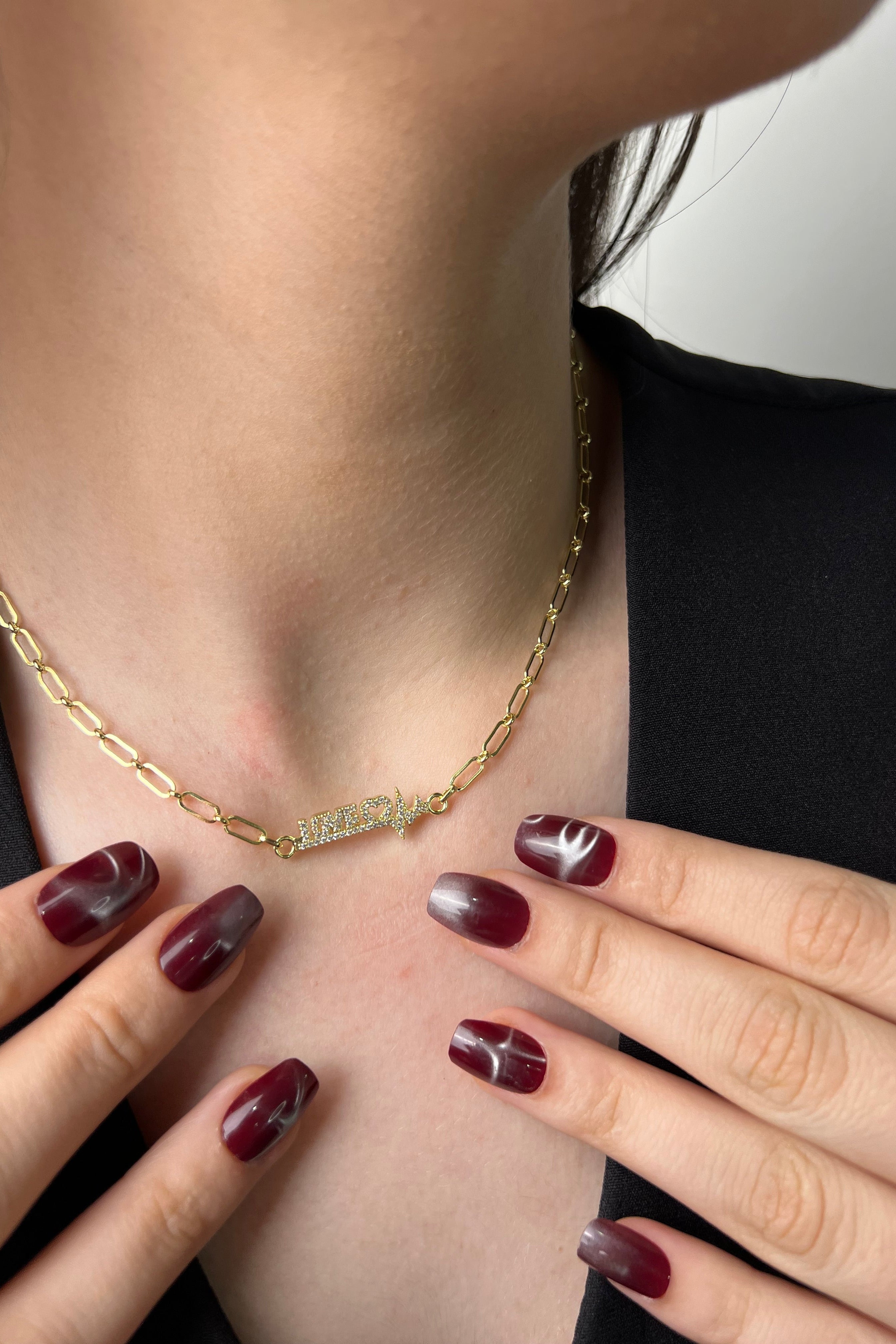 Yazı Barı 14K Luxe Kolye