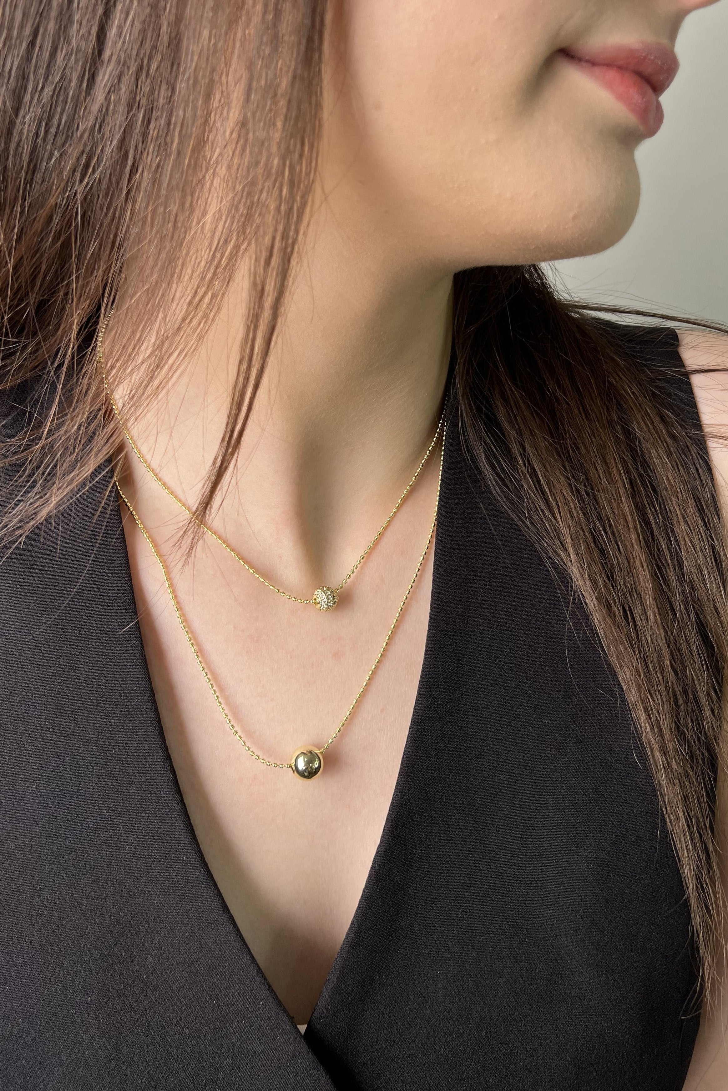 Çift Işık Katman 14K Luxe Kolye