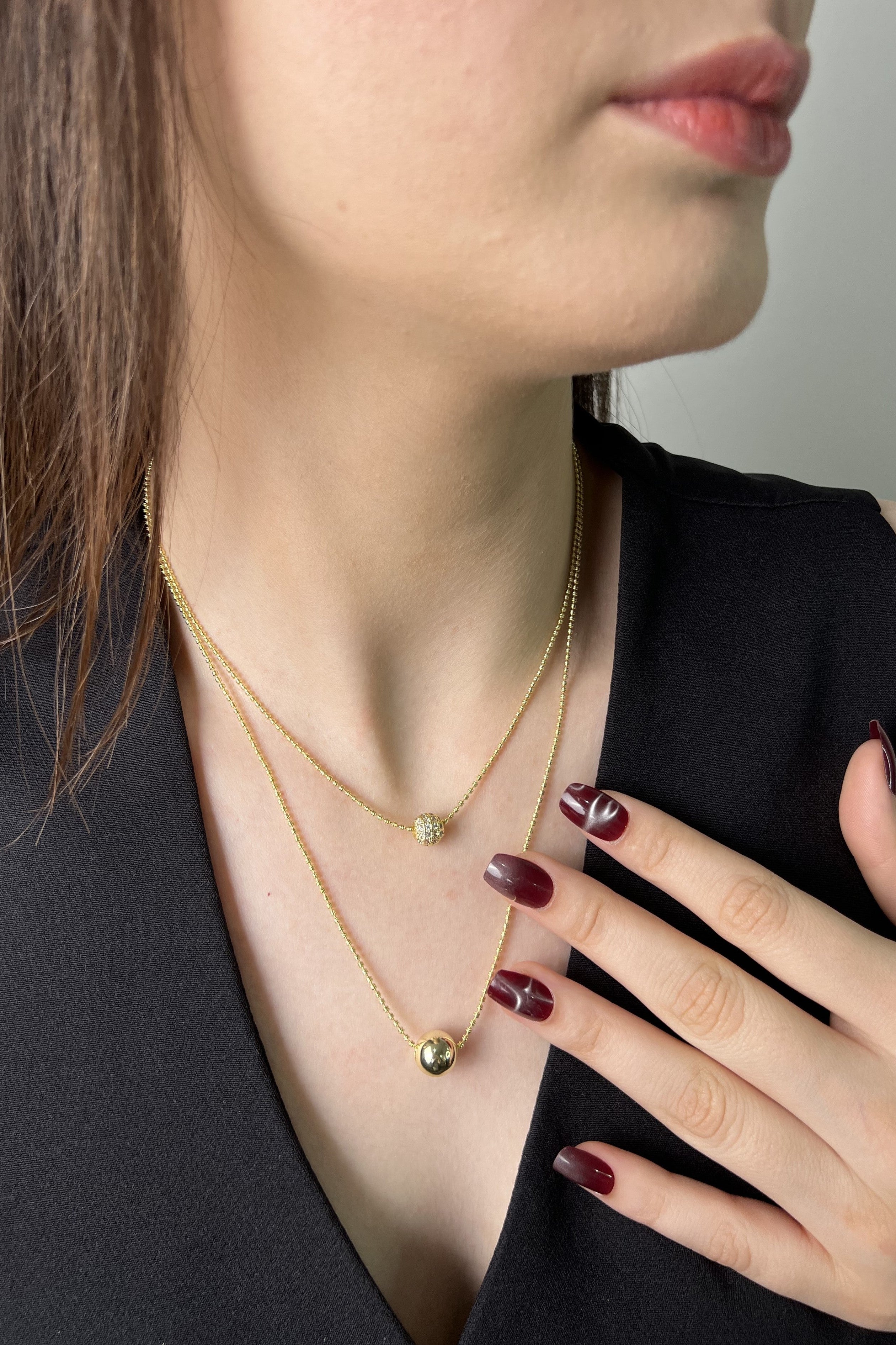 Çift Işık Katman 14K Luxe Kolye