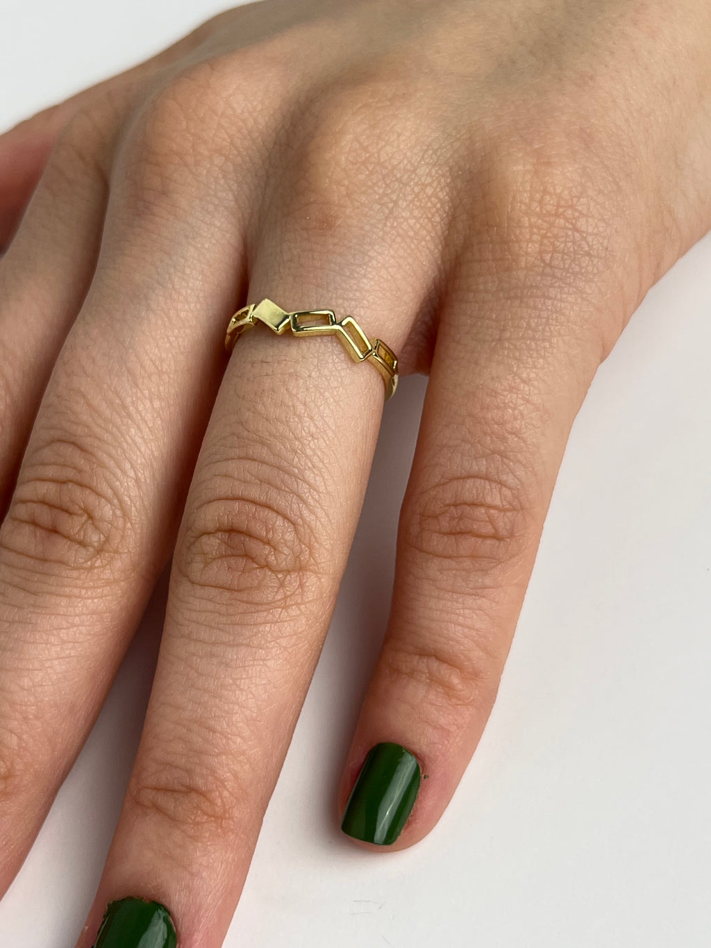 Köşeli Ritim Eklem Stainless Yüzük