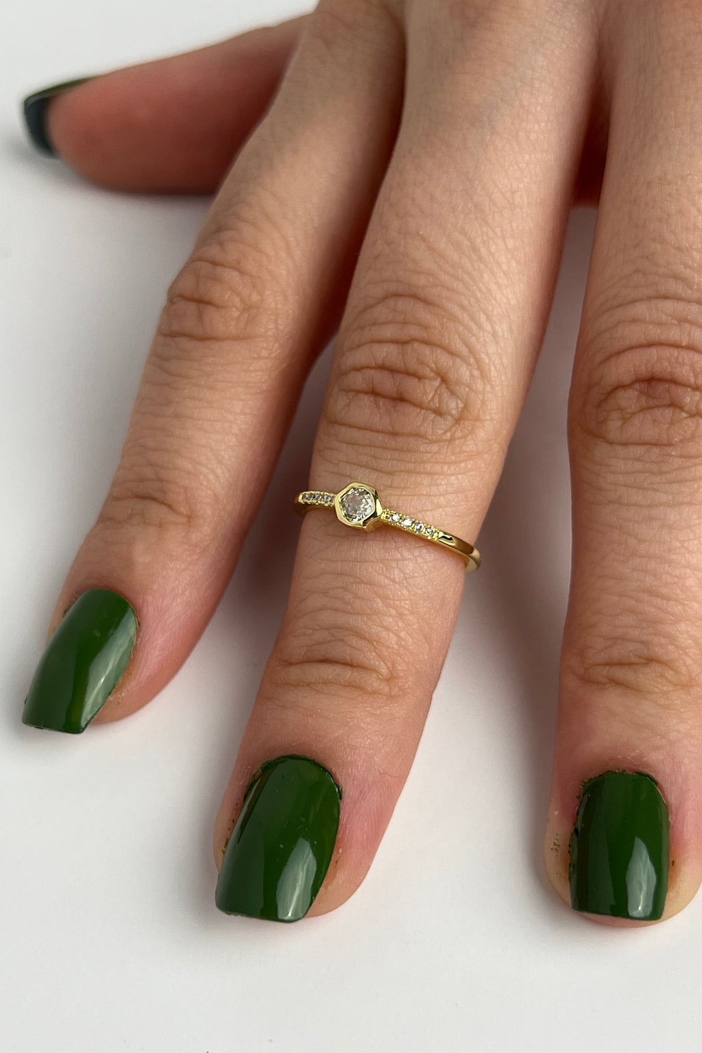 Altıgen İmza Eklem Stainless Yüzük