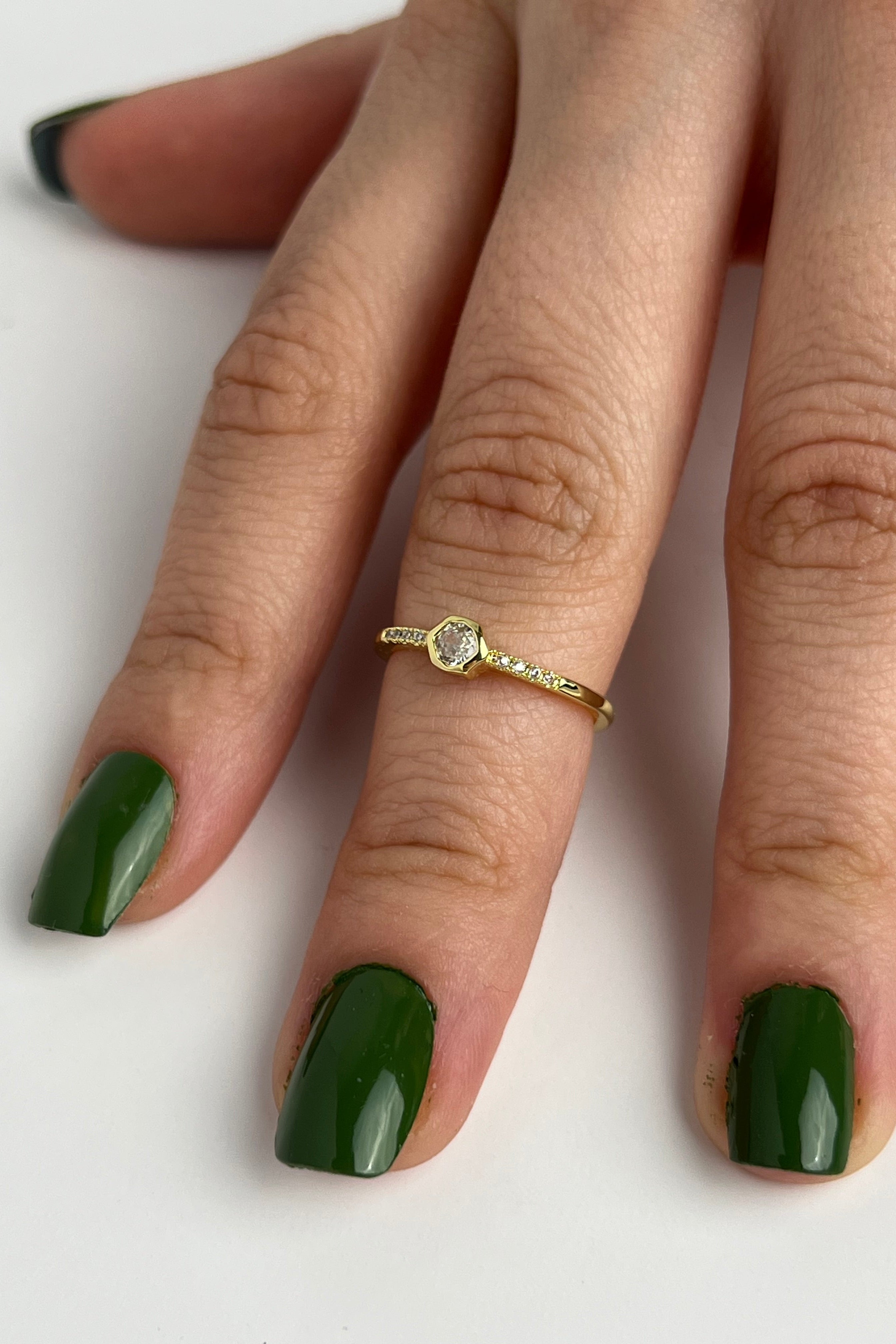 Altıgen İmza Eklem Stainless Yüzük