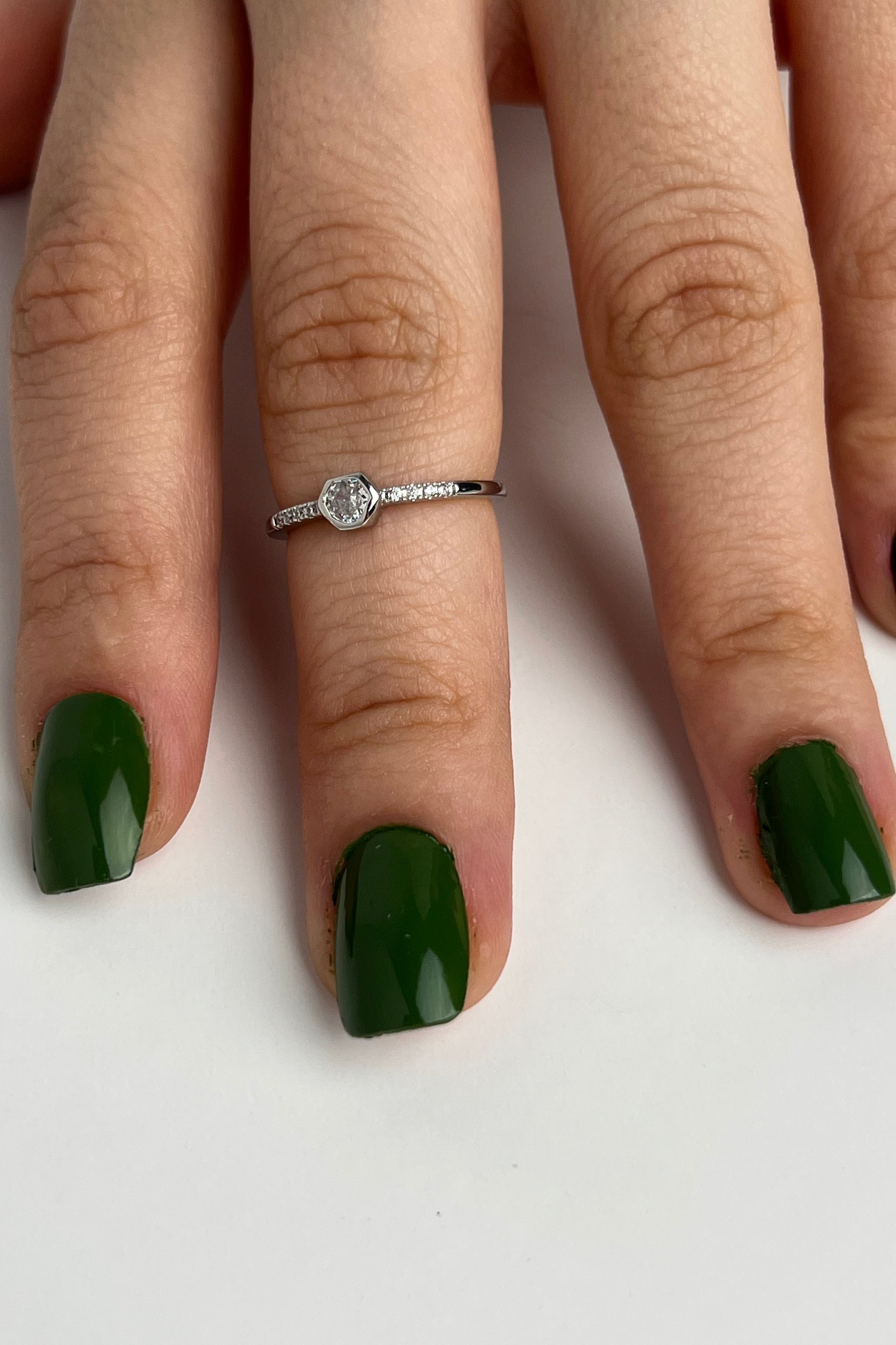 Altıgen İmza Eklem Stainless Yüzük