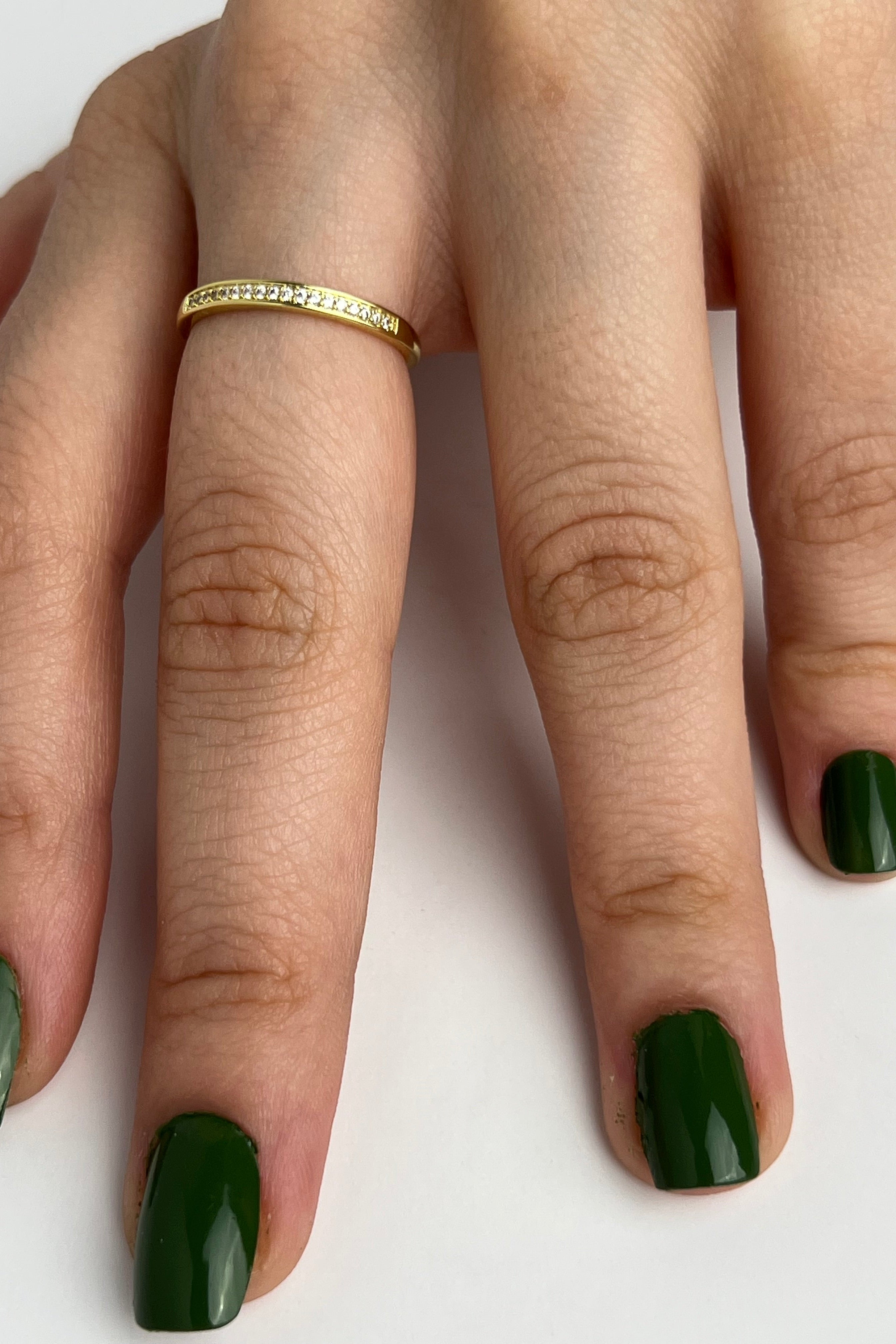 Kristal Şerit Eklem Stainless Yüzük