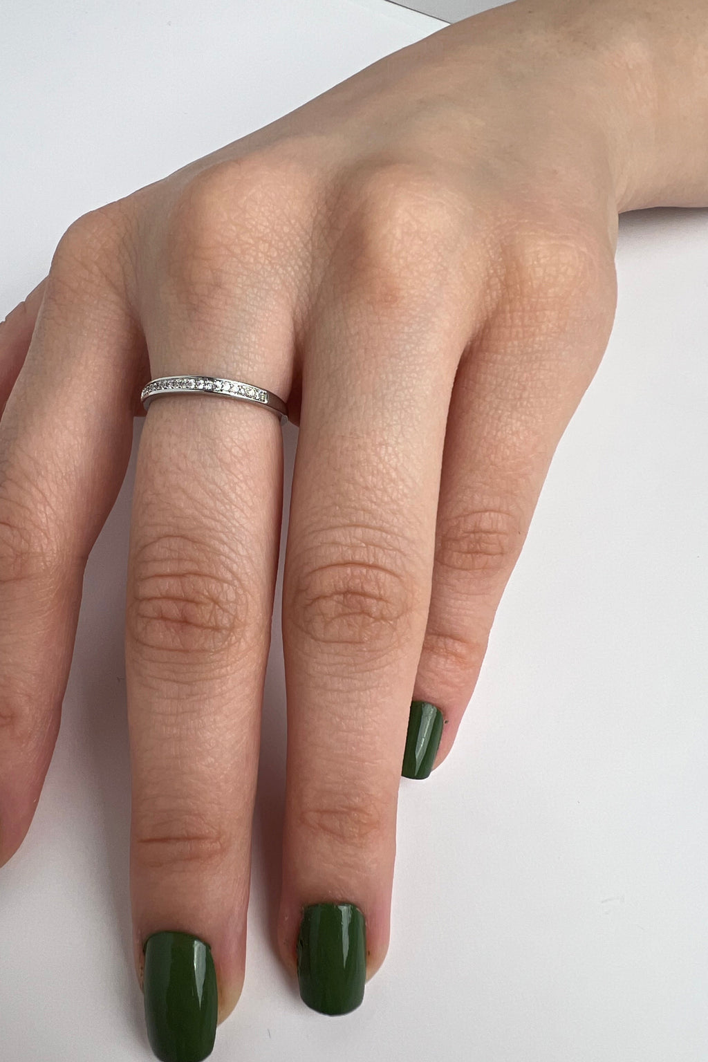 Kristal Şerit Eklem Stainless Yüzük