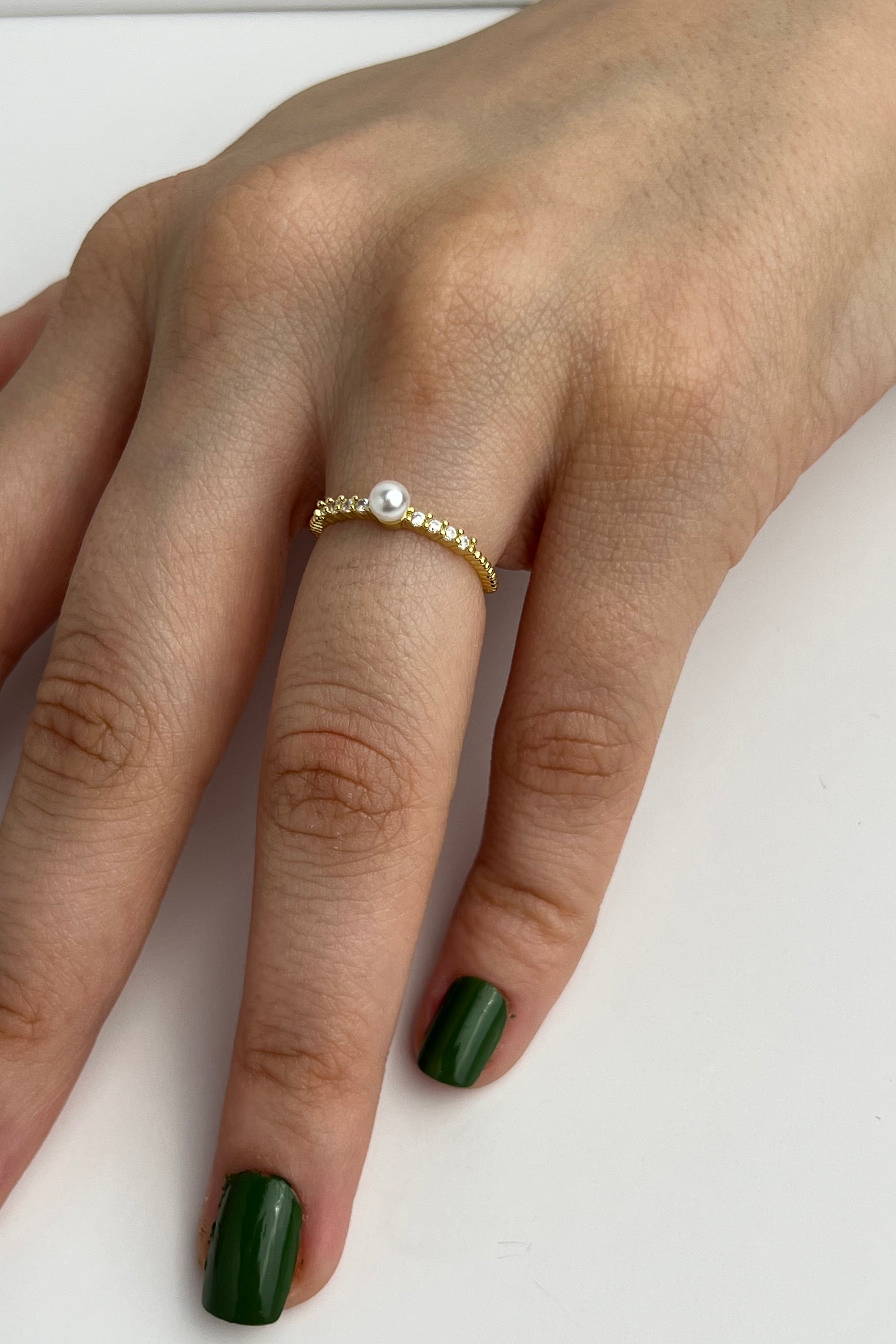 İnci Odağı Eklem Stainless Yüzük