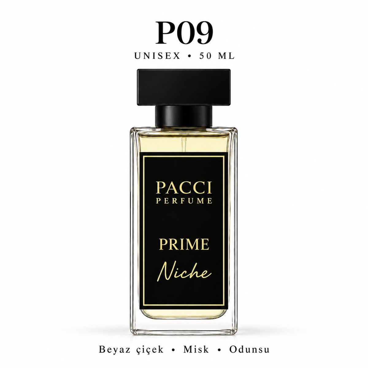 PACCI P09 Niche Unisex Parfüm 50 ML – Beyaz Çiçeksi • Tatlı • Baharatlı