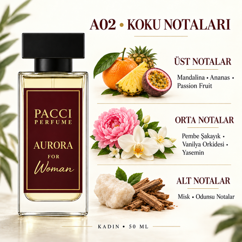 PACCI A02 kadın parfümü – passion fruit, şakayık ve vanilya orkidesi notaları