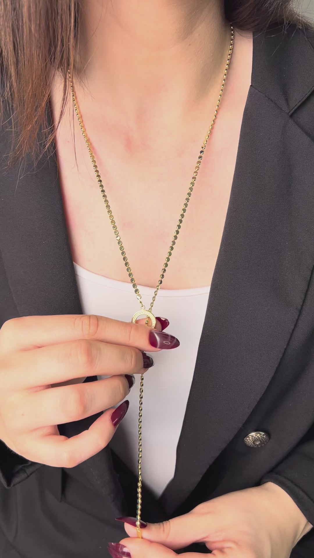 Luna Taşlı Halka 14 K Luxe Y Kolye