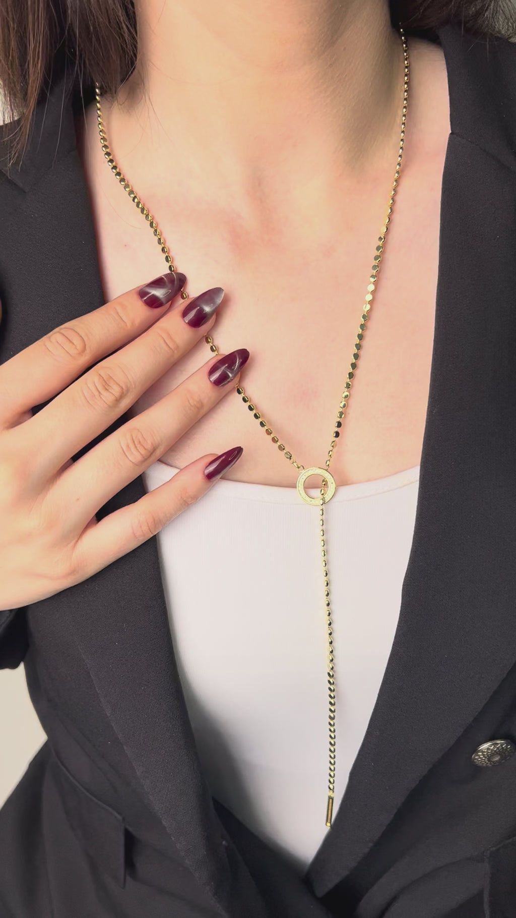 Luna Taşlı Halka 14 K Luxe Y Kolye